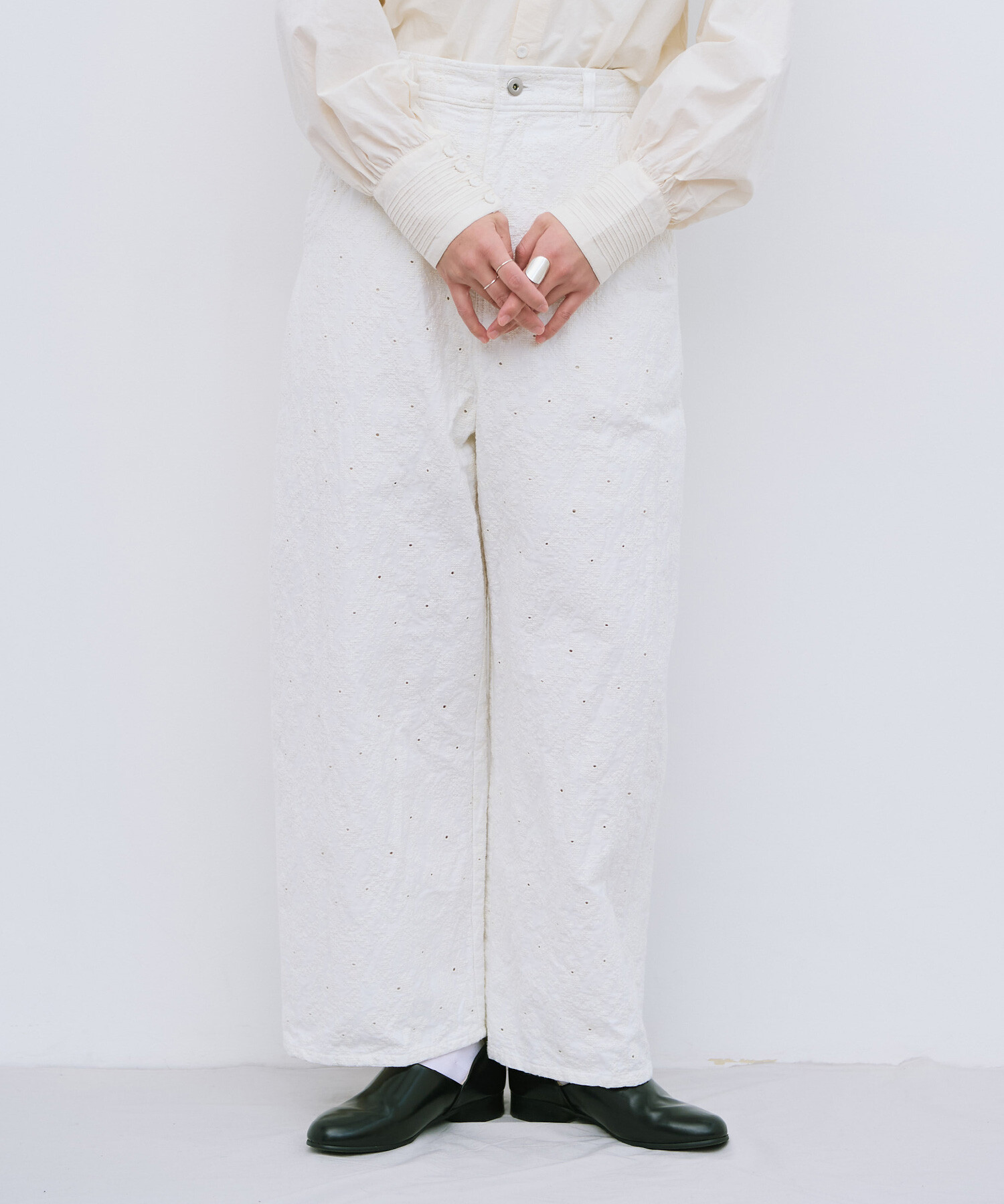 AMBIDEX Store 【予約販売】garden embroidery デニムパンツ(F navy