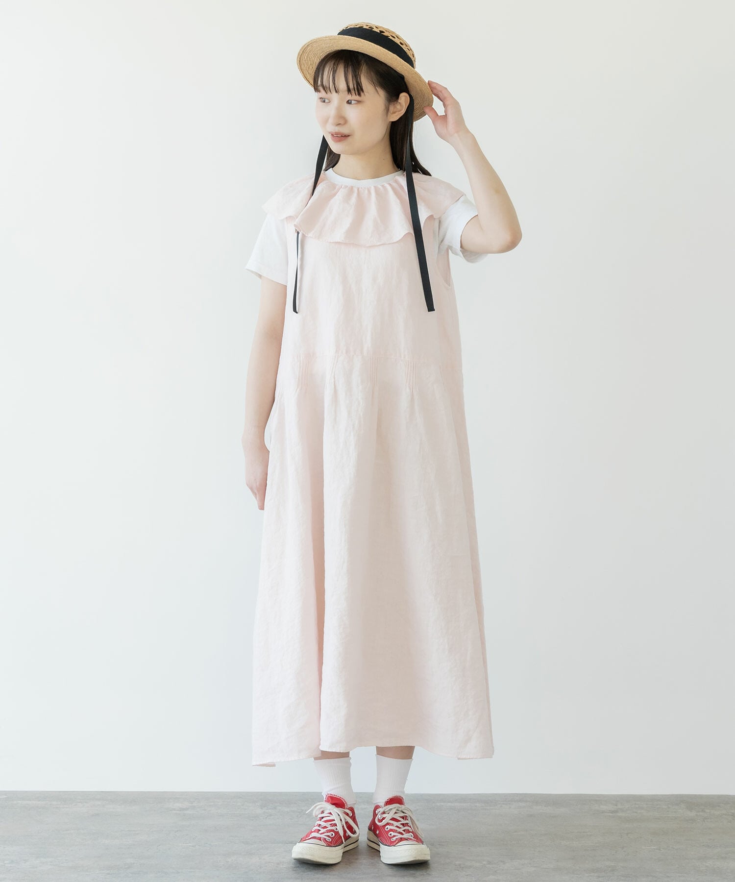 AMBIDEX Store ○linen pin tuck dress(F アカネ): FLAT-cic-HATENA