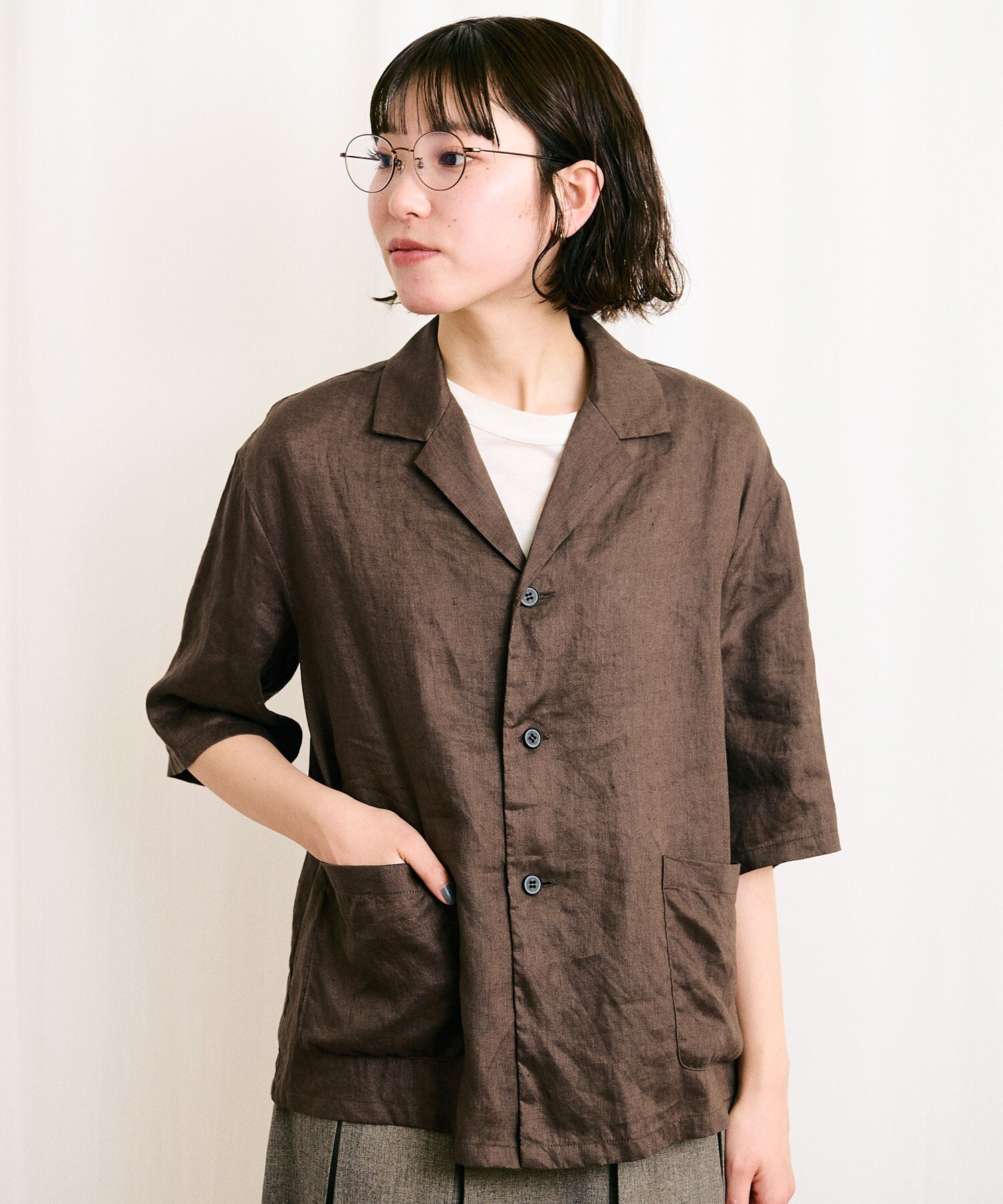 AMBIDEX Store 【予約販売】〇DAILY LINEN shirt(F コゲチャ): l