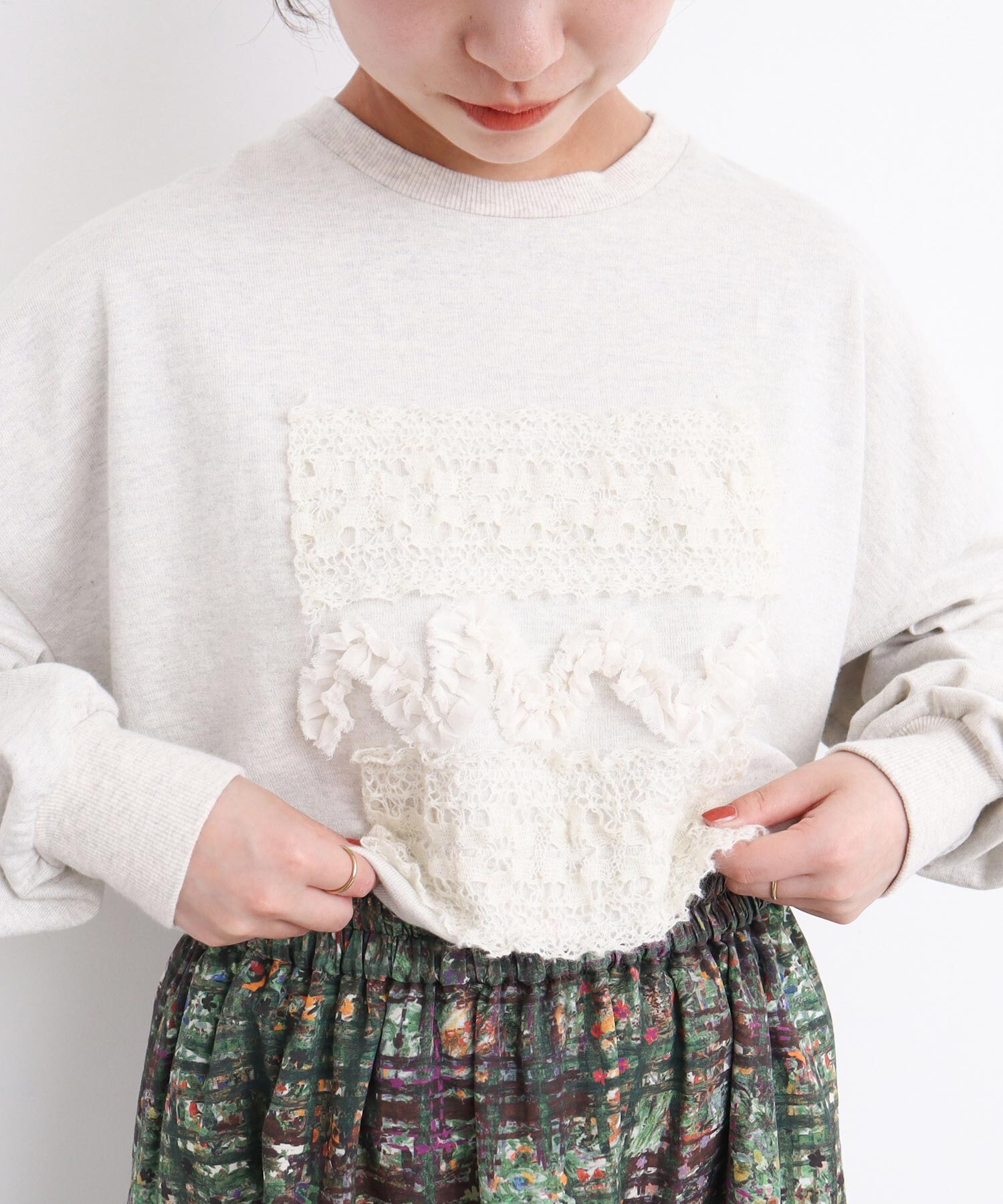 AMBIDEX Store 〇モヘアレース サンドイッチフリルT(F コン): l