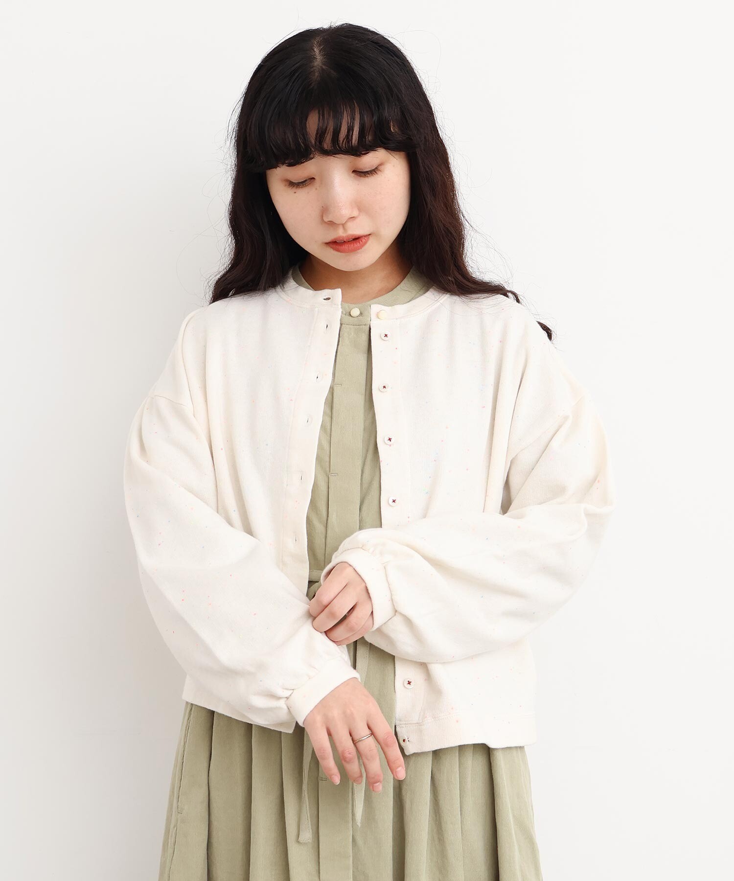 AMBIDEX Store カラフルネップ裏毛 ミニカーディガン(F パープル): l