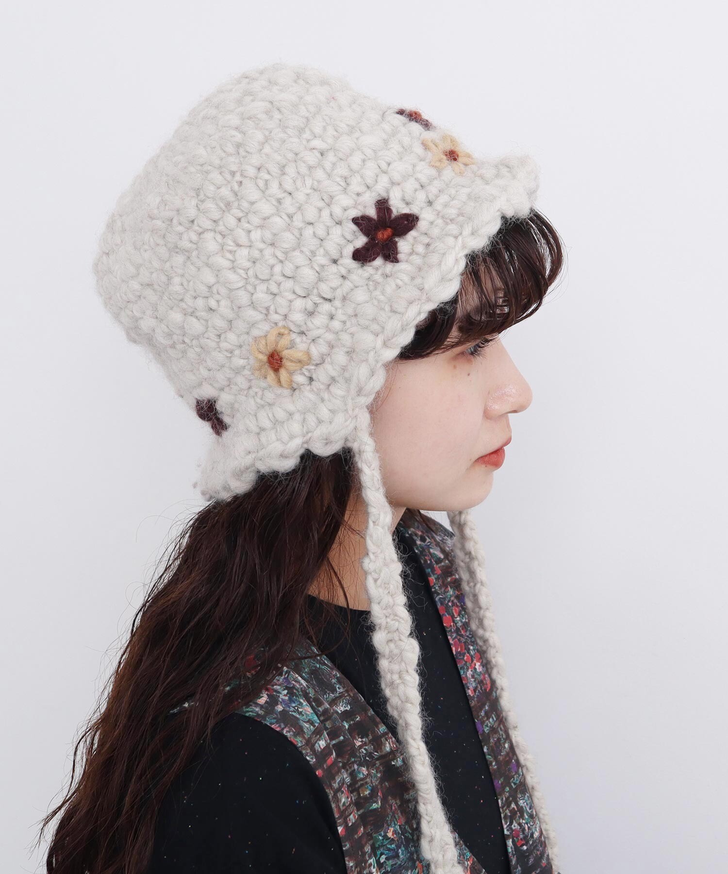 帽子 SIDE STRAP FLOWER KNIT CAP 帽子 SIDE STRAP FLOWER KNIT CAP セール】SIDE STRAP FLOWER KNIT CAP