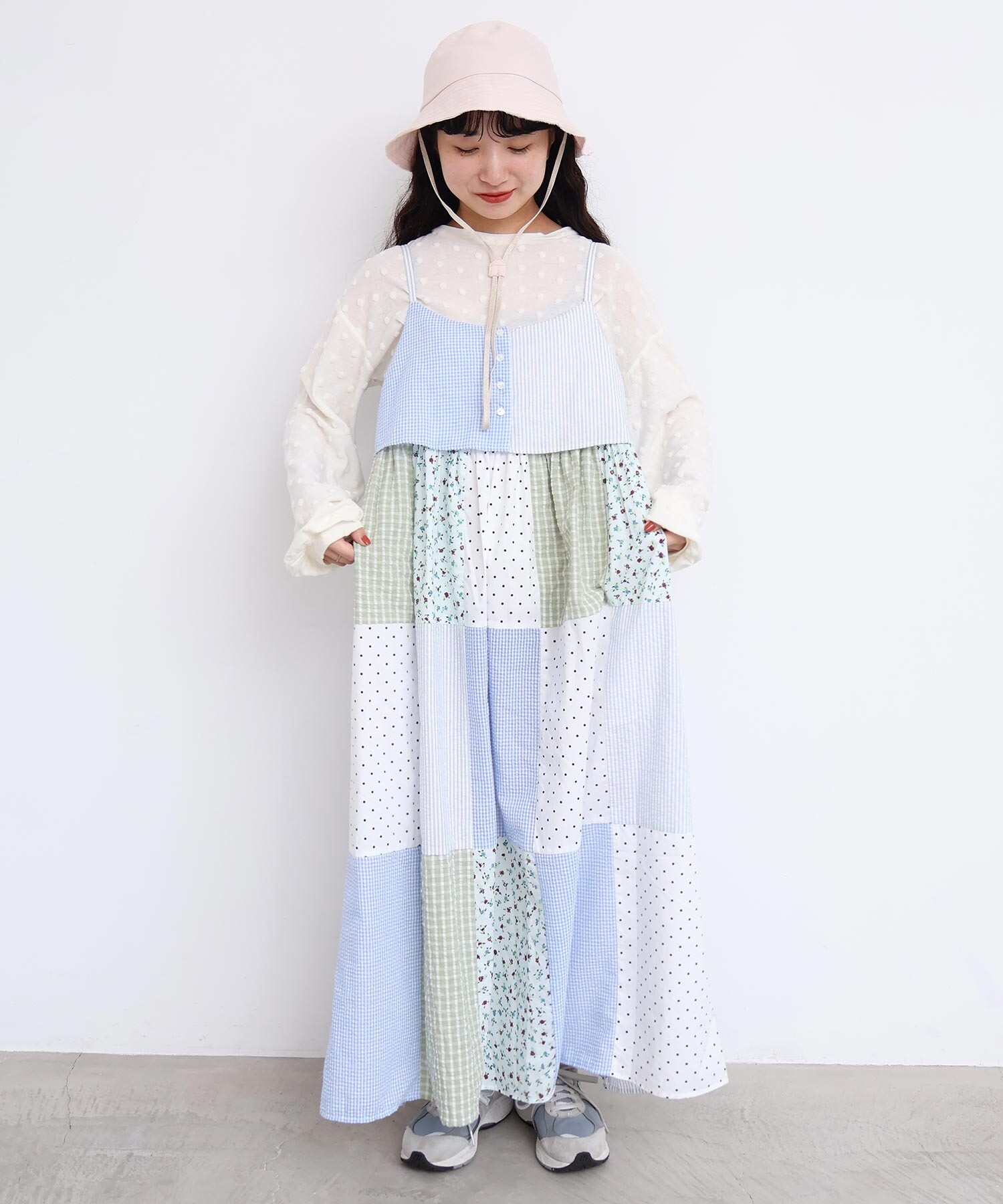 AMBIDEX Store little garden パッチワークキャミワンピース(F
