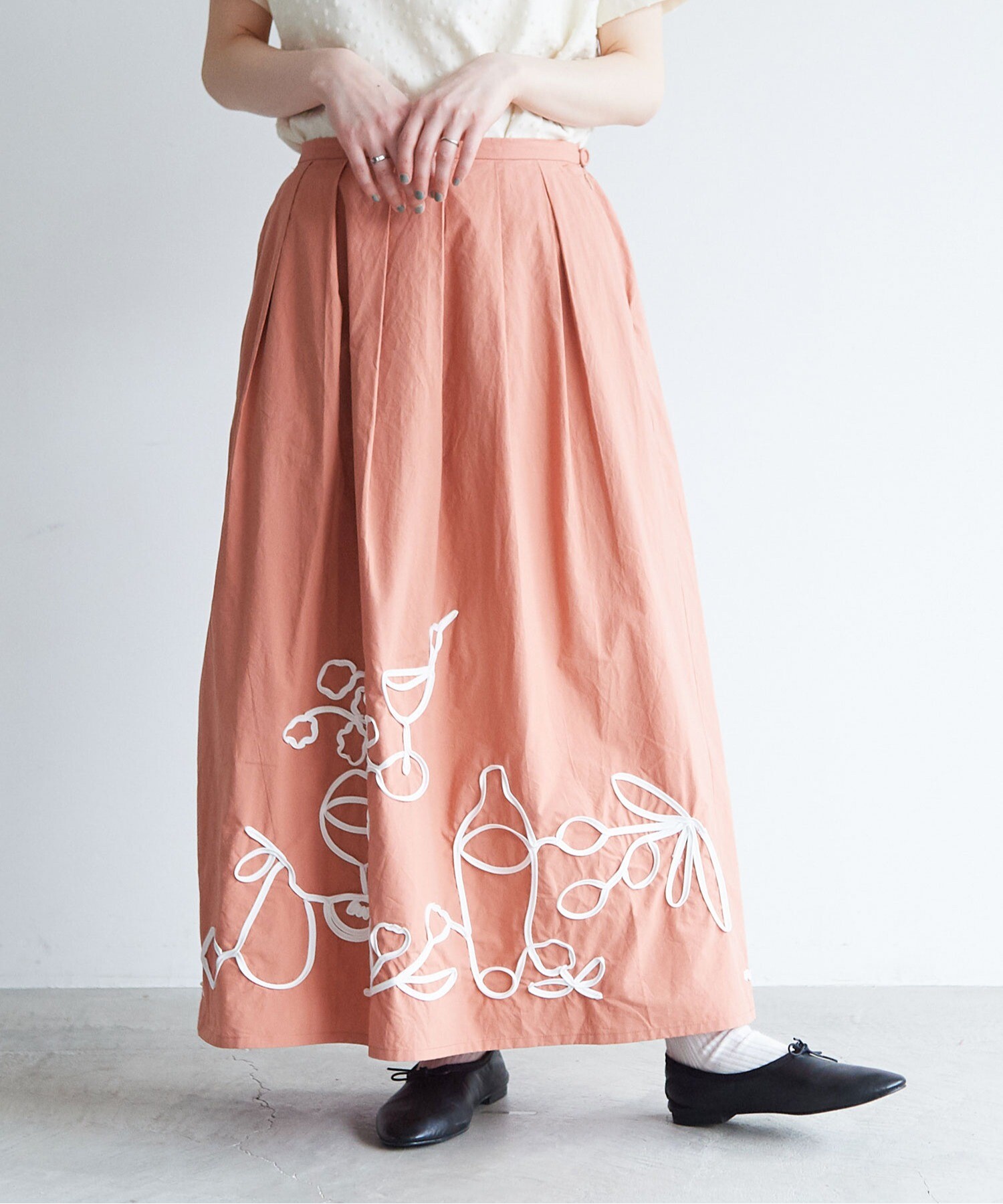 M.&KYOKO/エアンムドキョウコ総刺繍スカート未使用/佐藤繊維ロングスカート