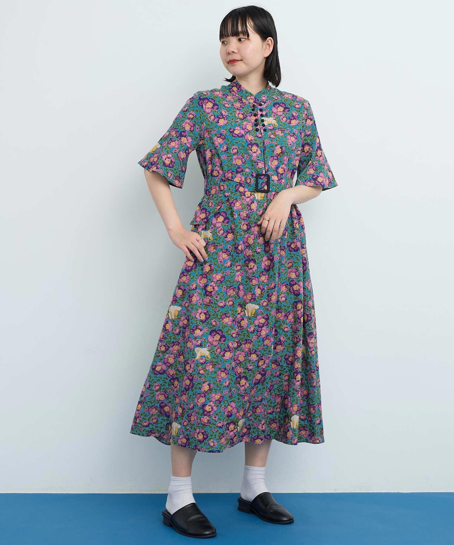 fleurs et fruits*様♡ワンピース AMBIDEX Store Arctic Flower スタンドカラーワンピース(F