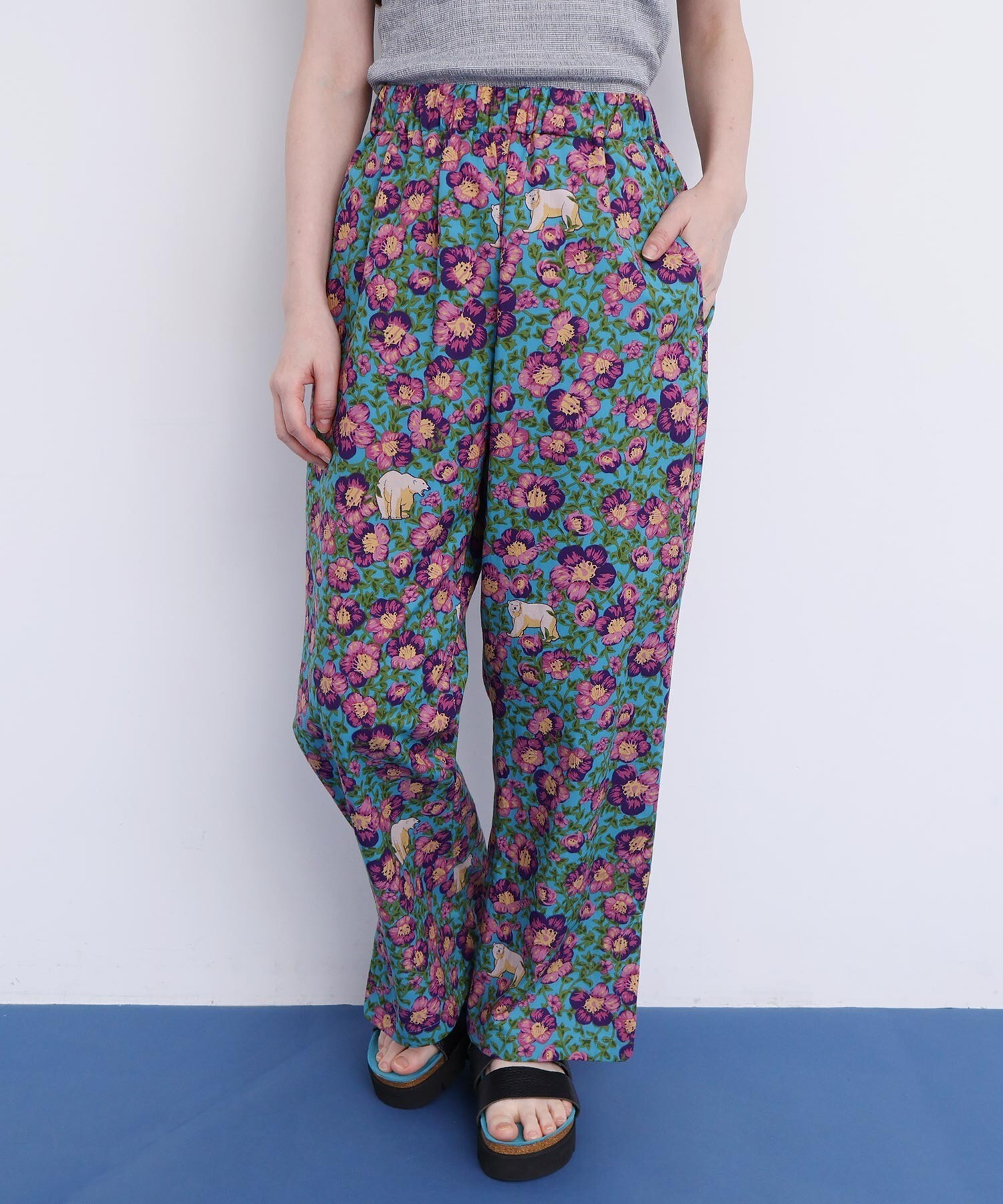 AMBIDEX Store Arctic Flower スリットパンツ(F グリーン): l'atelier