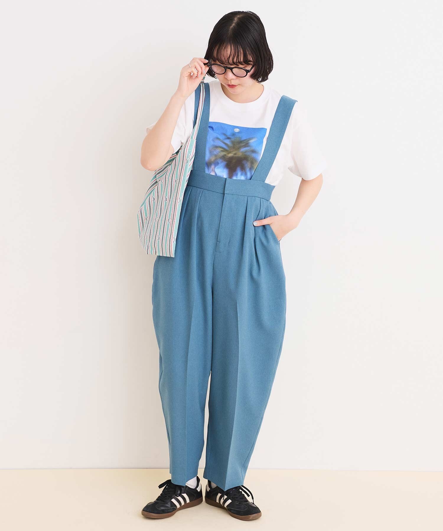 AMBIDEX Store 〇LINEN-LIKE BONBON タックつりパンツ(F コン
