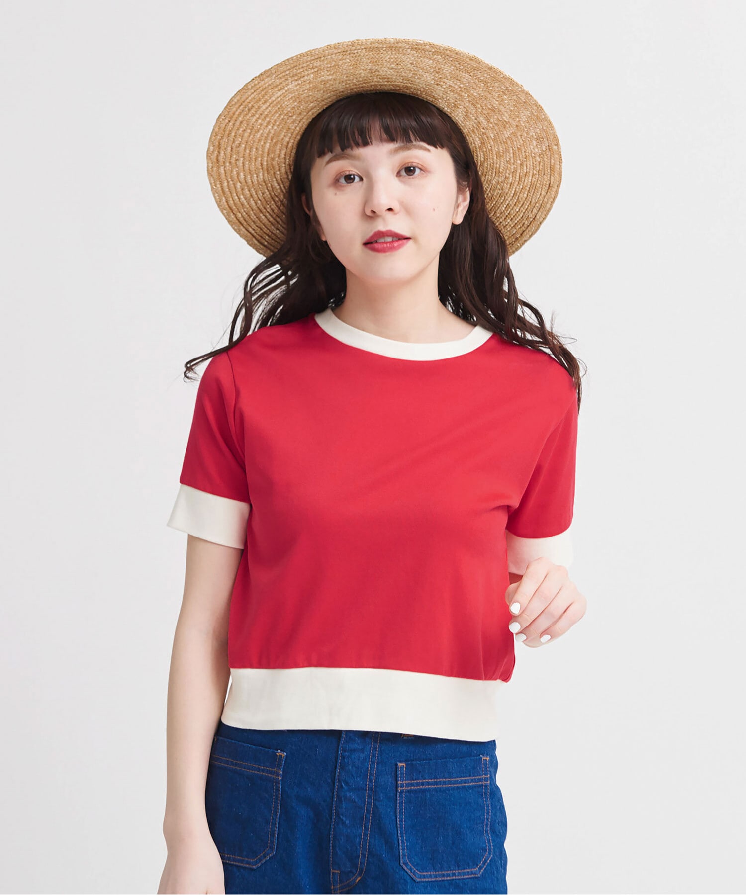 AMBIDEX Store 連シルフライスバイカラー半袖Tシャツ(F 朱赤): Dot and 