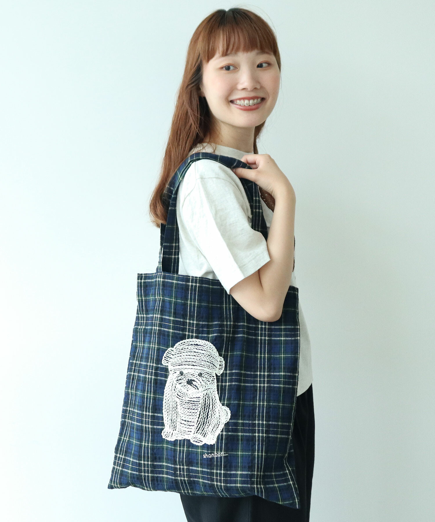 予約販売 AMBIDEX Store △○ しょんぼり犬 刺繍 トートバッグ(F アカ ドッグフード