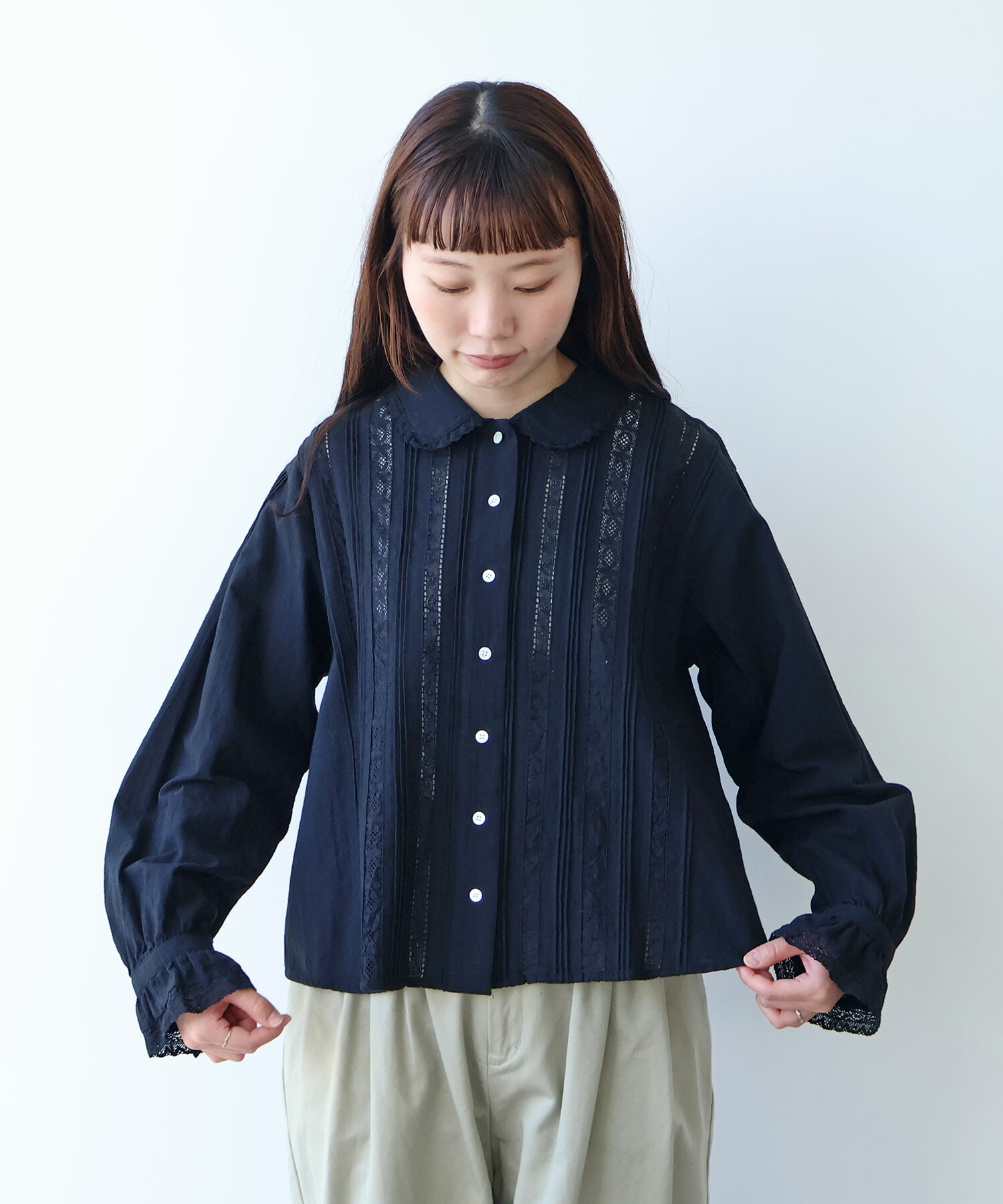 ito fukuoka Charm bluse ブラック AMBIDEX Store 〇 lace patchwork ブラウス(F クロ): bulle de savon