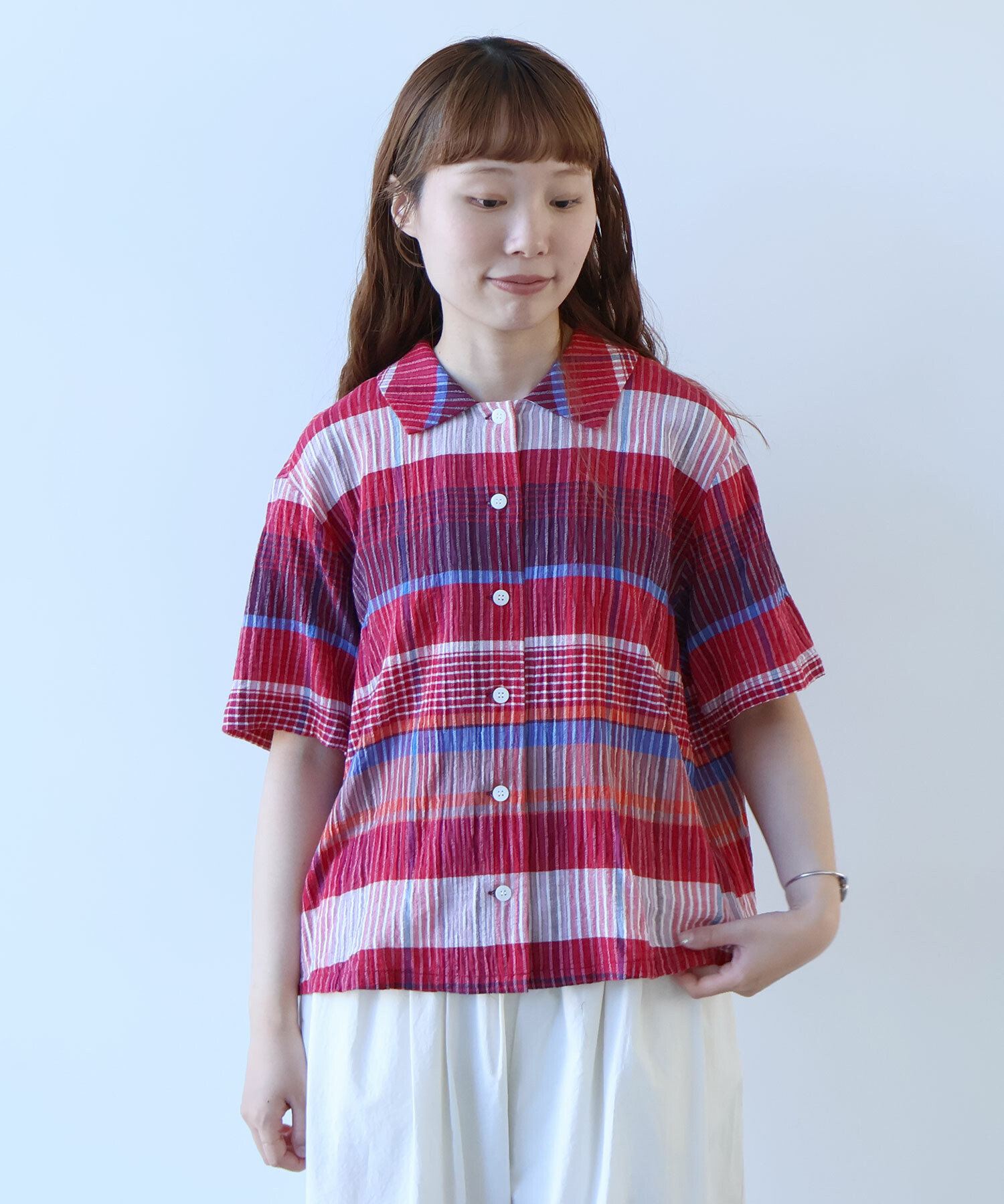 AMBIDEX Store △〇 ビッグチェック ブラウス(F アオ): bulle de