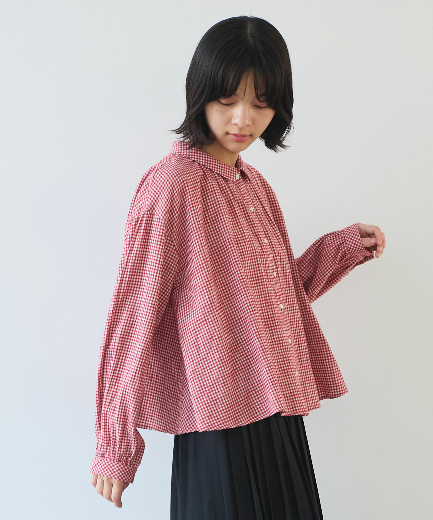 AMBIDEX Store 〇 fuwa fuwa ギンガム ブラウス(F アオ): bulle de savon