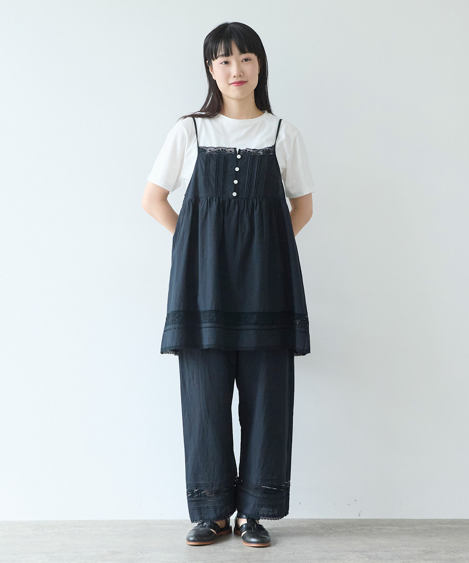 AMBIDEX Store 〇 コットン / リネン lace×pin tuck キャミブラウス(F