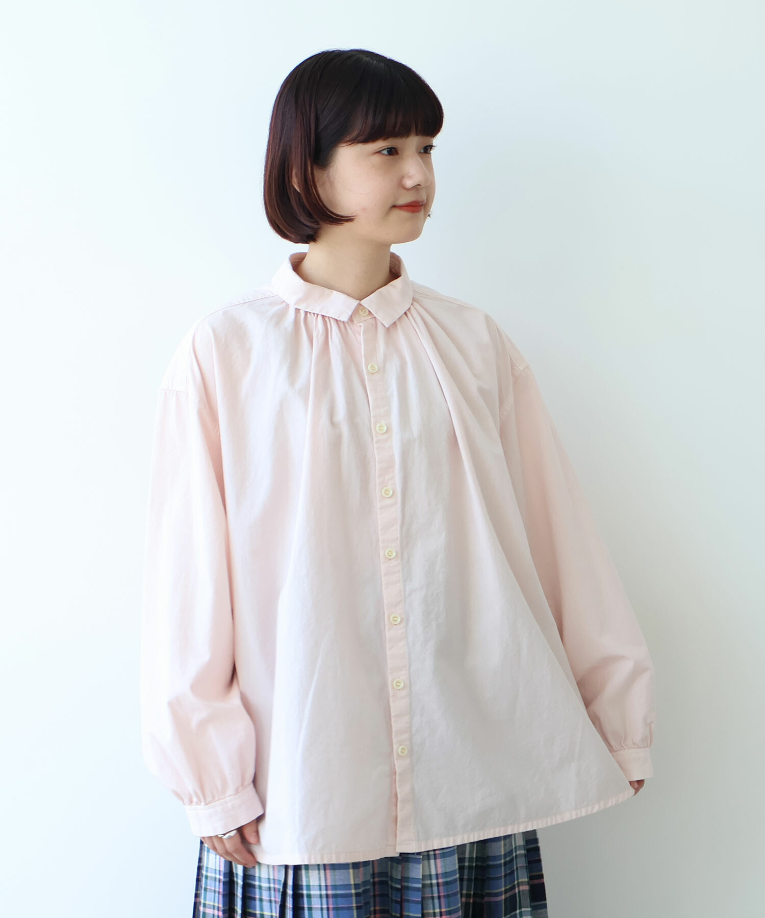 AMBIDEX Store ○ 強撚ポプリン 製品染めブラウス(F サックス): bulle