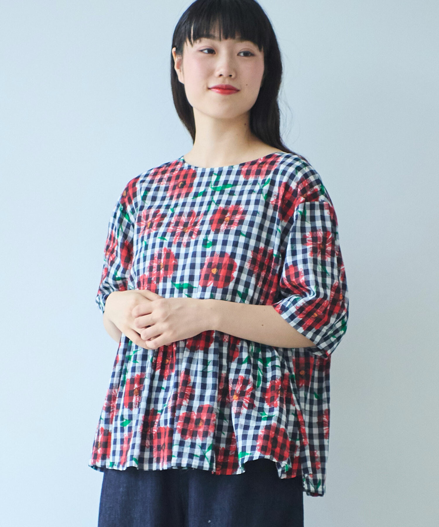 AMBIDEX Store 〇 suisai hana プリント ブラウス(F アオ