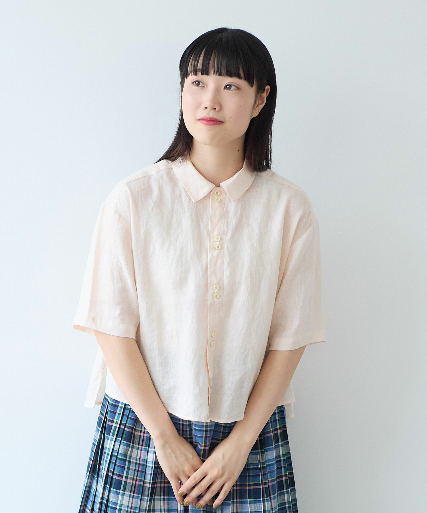 AMBIDEX Store ○ 60sフレンチリネン boy shirt(F ピンク): bulle de savon