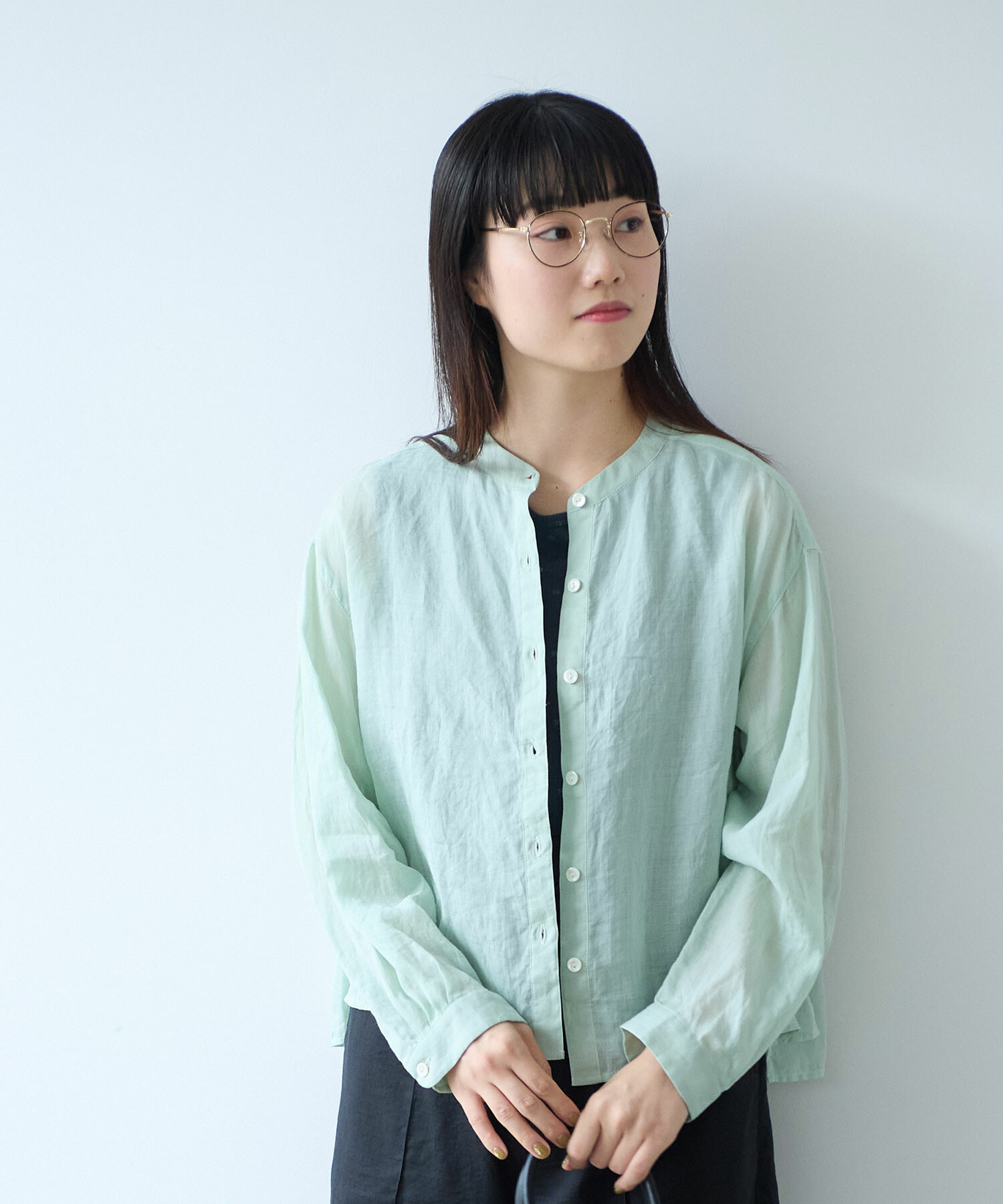 AMBIDEX Store ○ Ramie short ブラウス(F ブルーグレー): bulle de savon