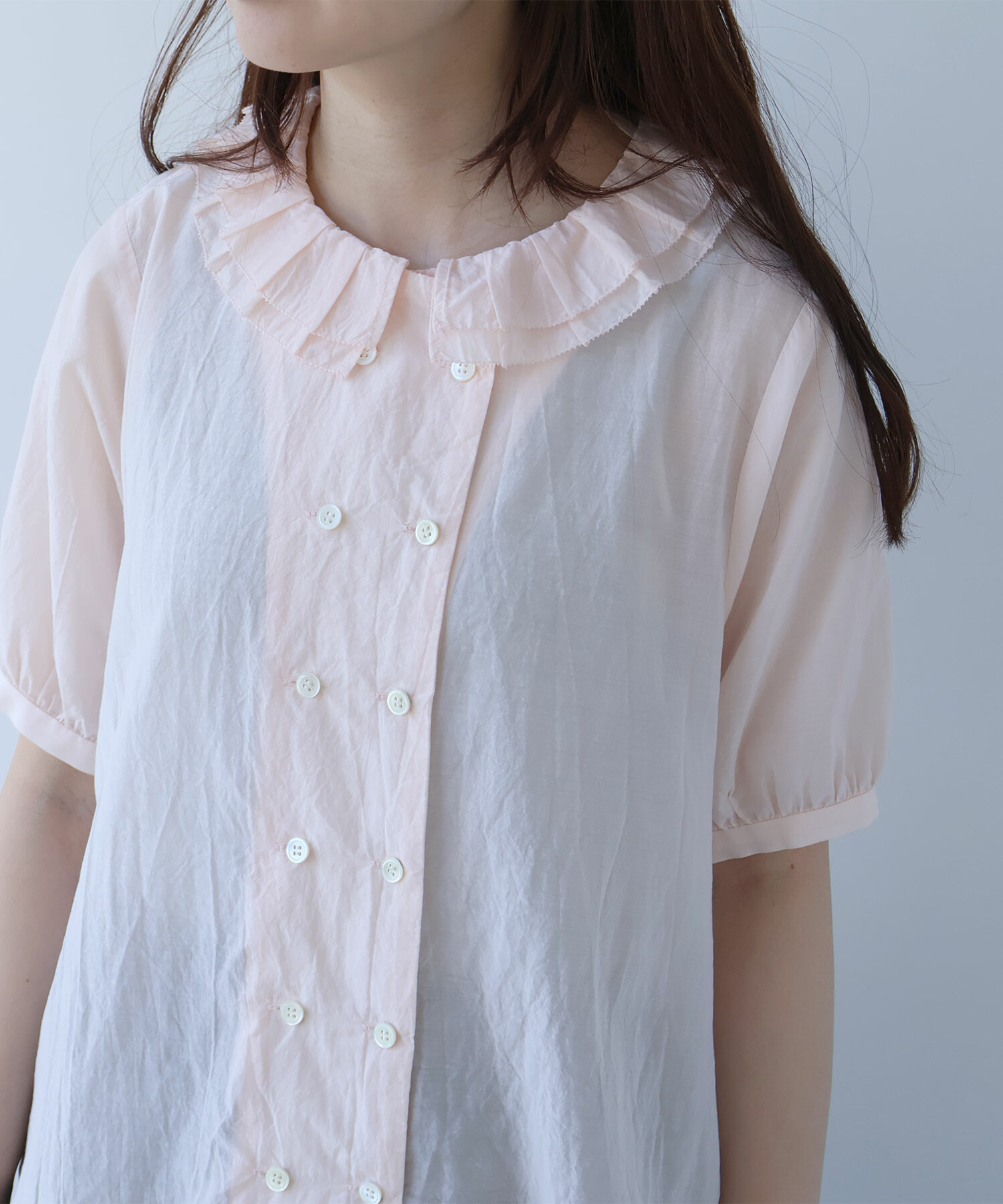 bulle de savon bebe ブラウス AMBIDEX Store △コットン/キュプラ ローンIBK 半袖bebe ブラウス(F