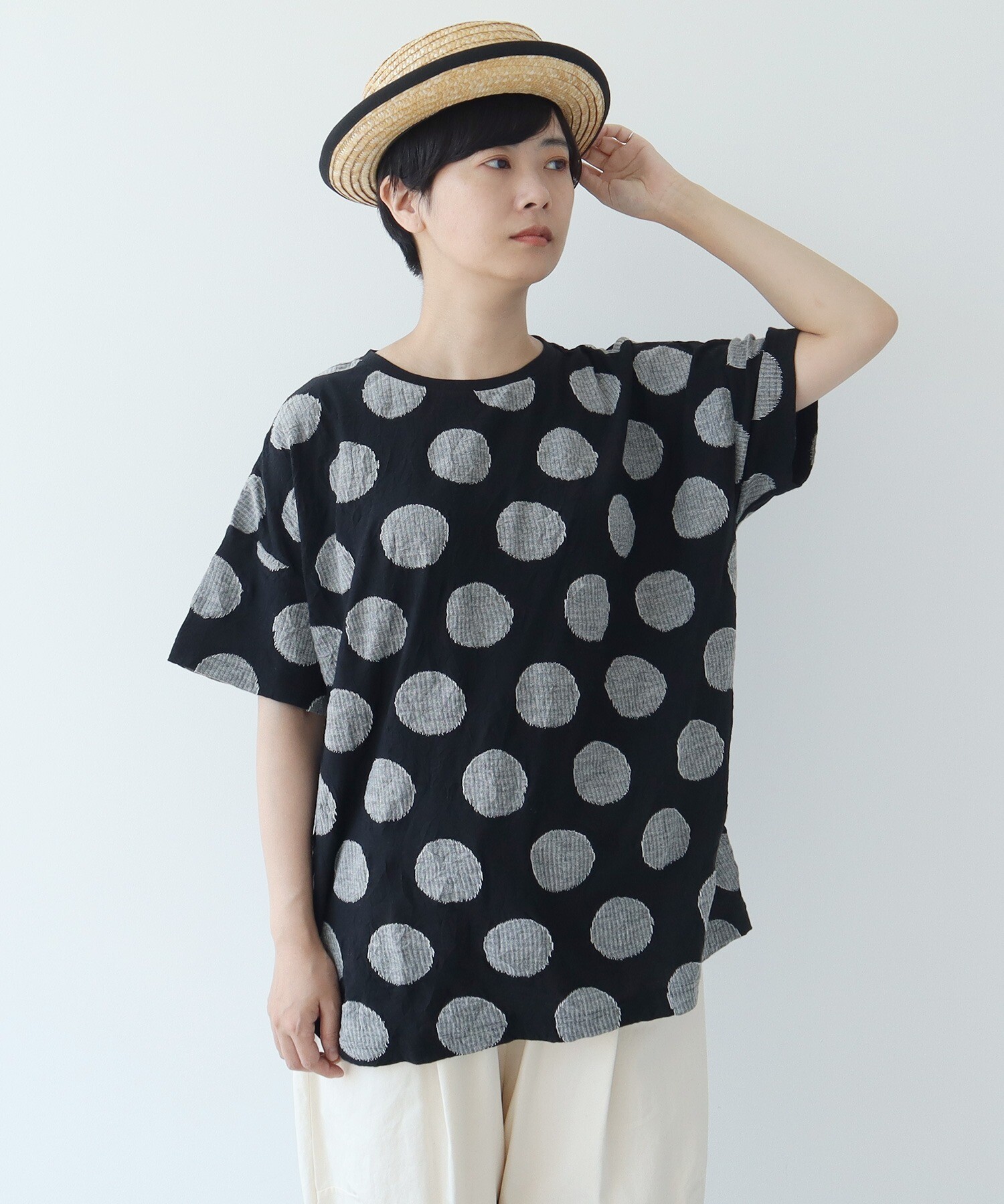 AMBIDEX Store ○キャッチワッシャー ドットジャカード BIG Tシャツ(F