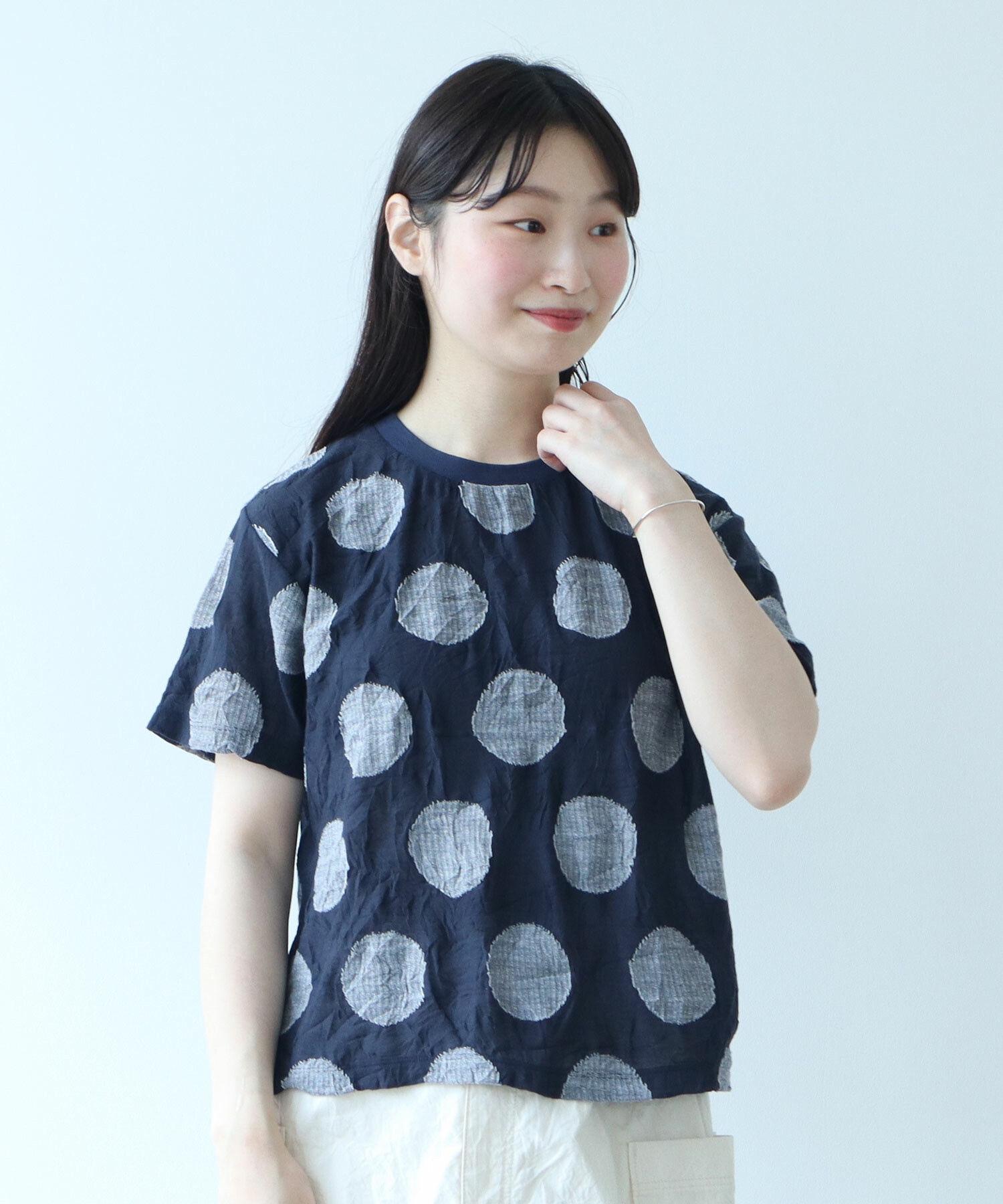 AMBIDEX Store 〇キャッチワッシャー ドットジャカード Tシャツ(F シロ): bulle de savon