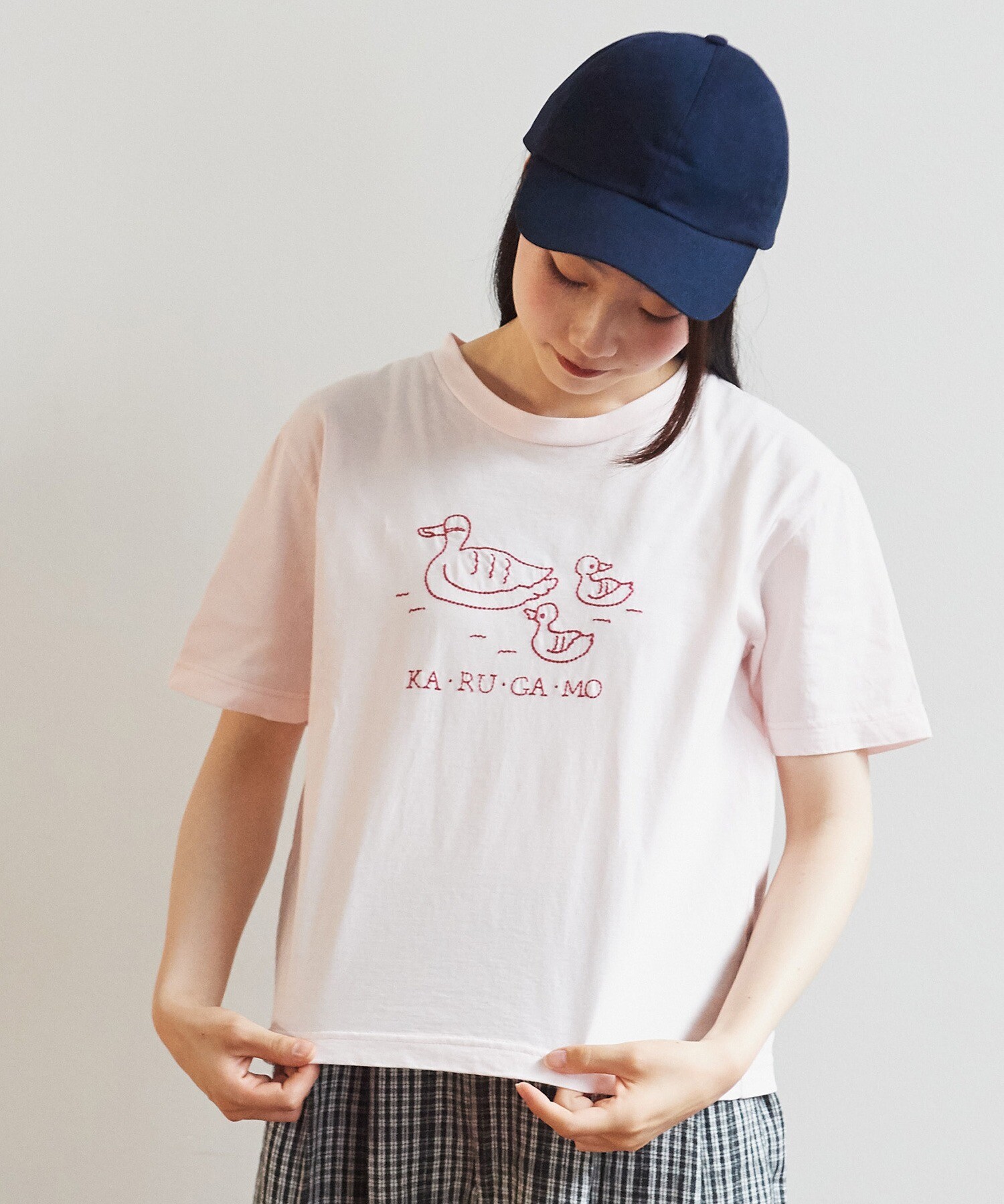 AMBIDEX Store △○カルガモ刺しゅうTシャツ(F ネイビー): bulle de savon