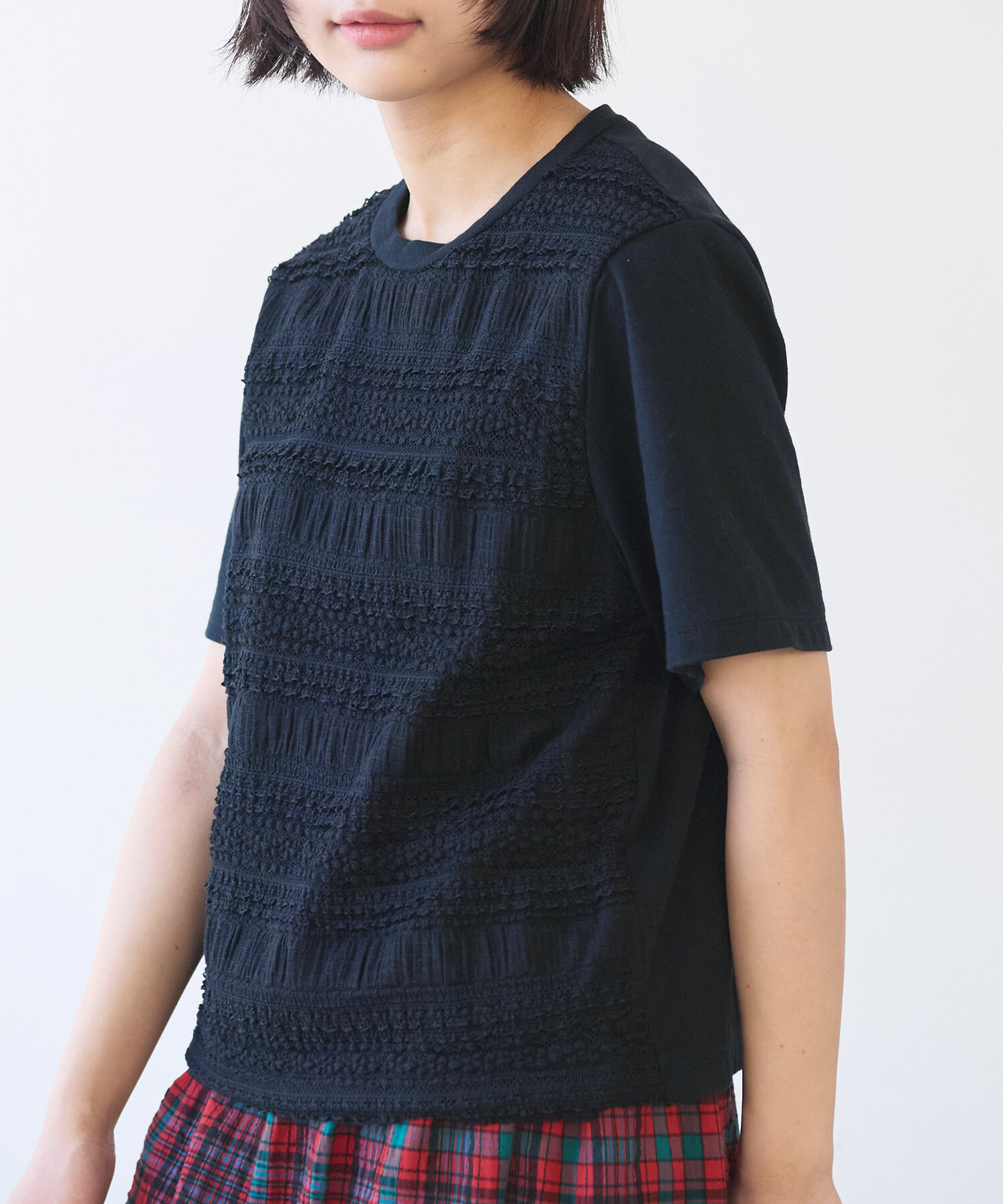 AMBIDEX Store △〇 tiered lace Tシャツ(F クロ): bulle de savon