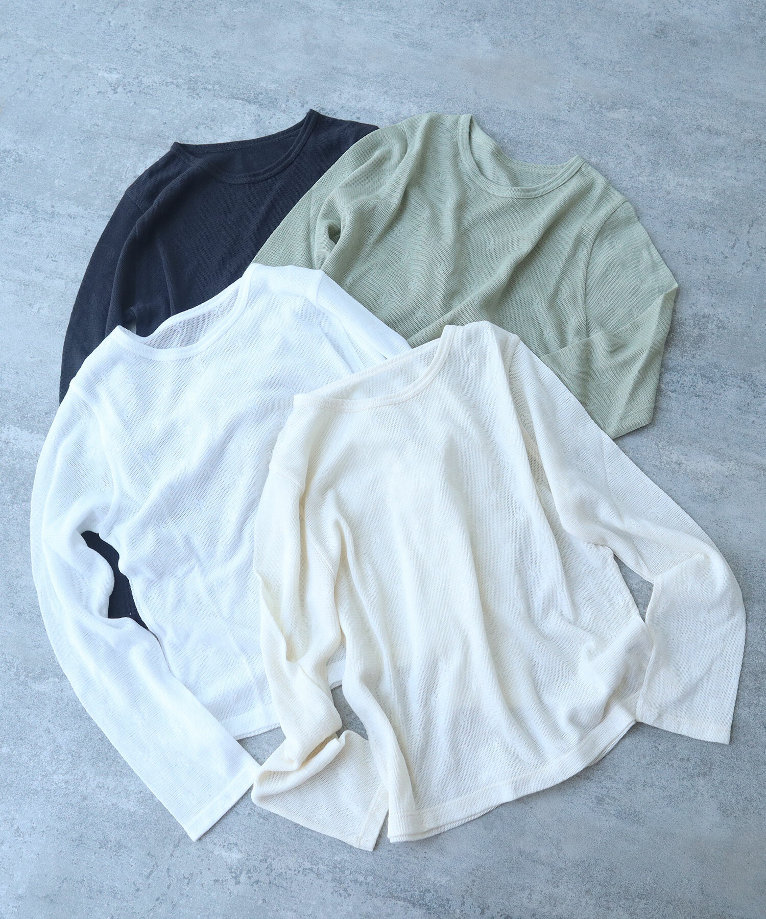 AMBIDEX Store △〇 hana×mesh ジャカード 長袖プルオーバー(F シロ