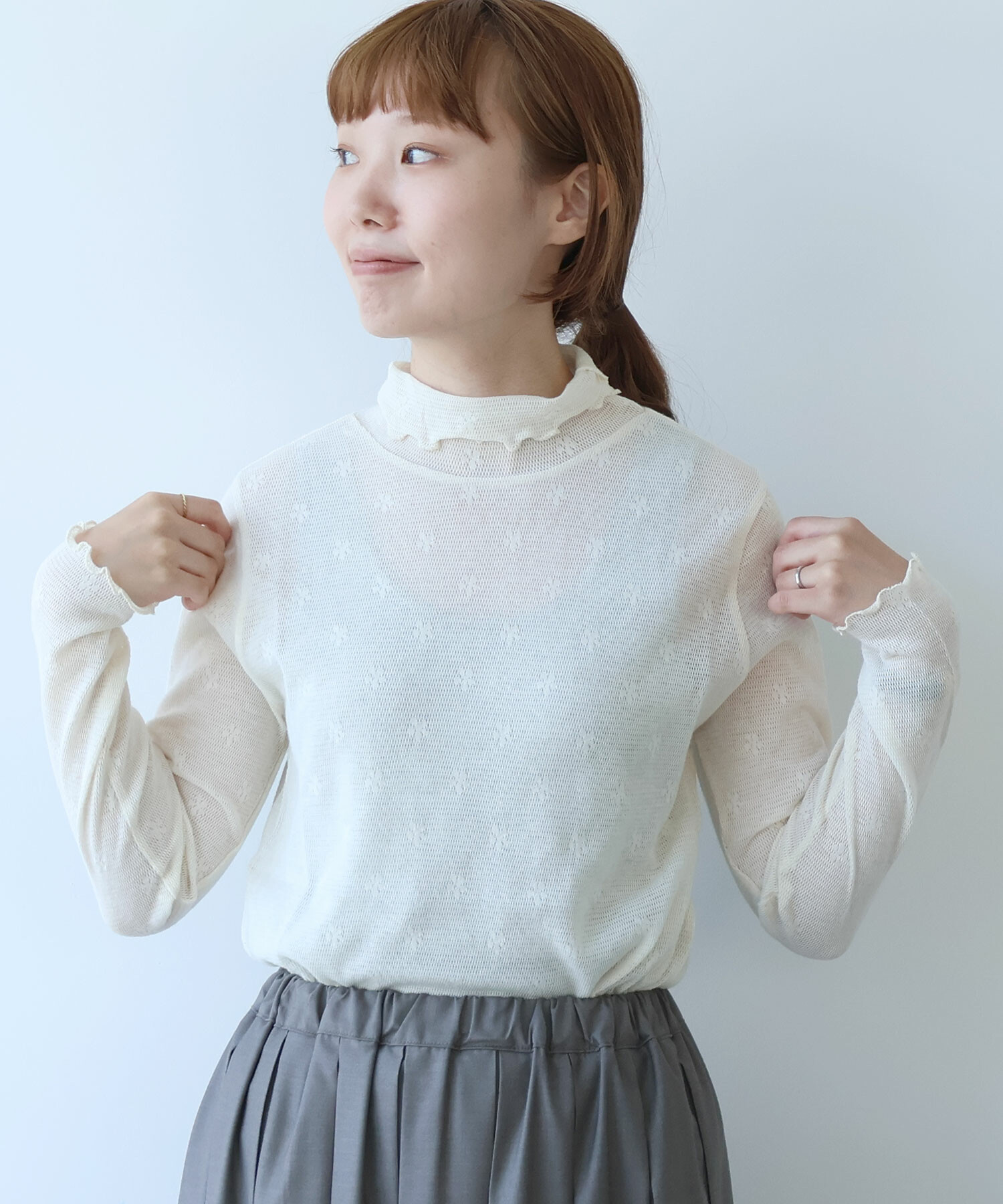 Toma オーダーメイド AMBIDEX Store △〇 hana×mesh ジャカード ハイネック長袖プルオーバー