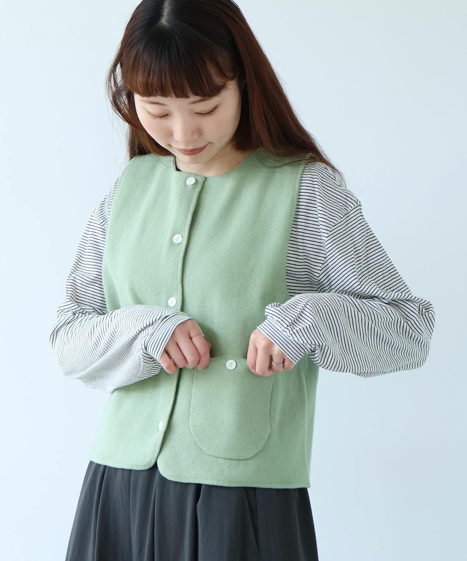 AMBIDEX Store ミラノリブ ベスト(F アオ): bulle de savon