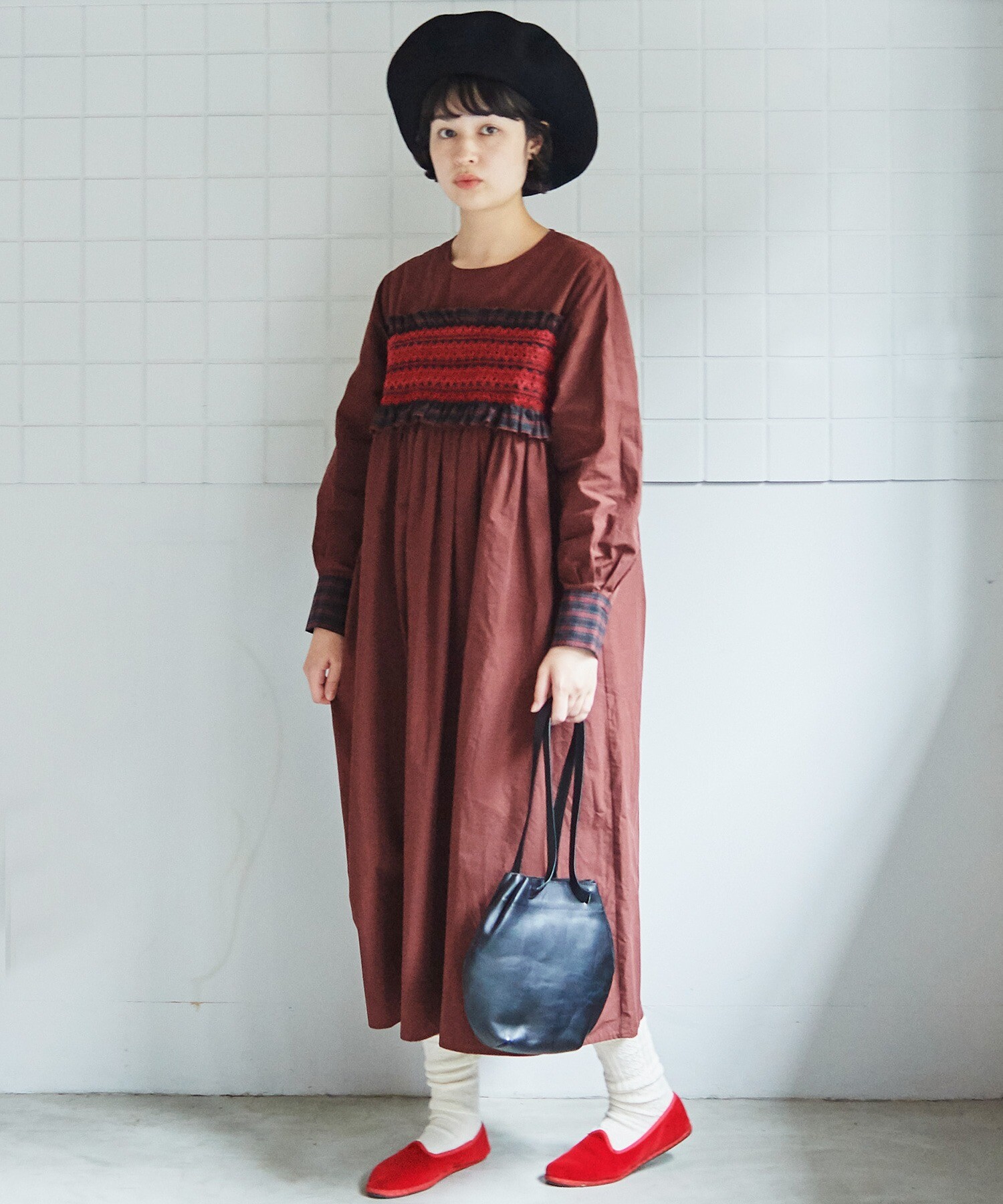 AMBIDEX Store smocking gather ワンピース(F チェック): bulle de savon