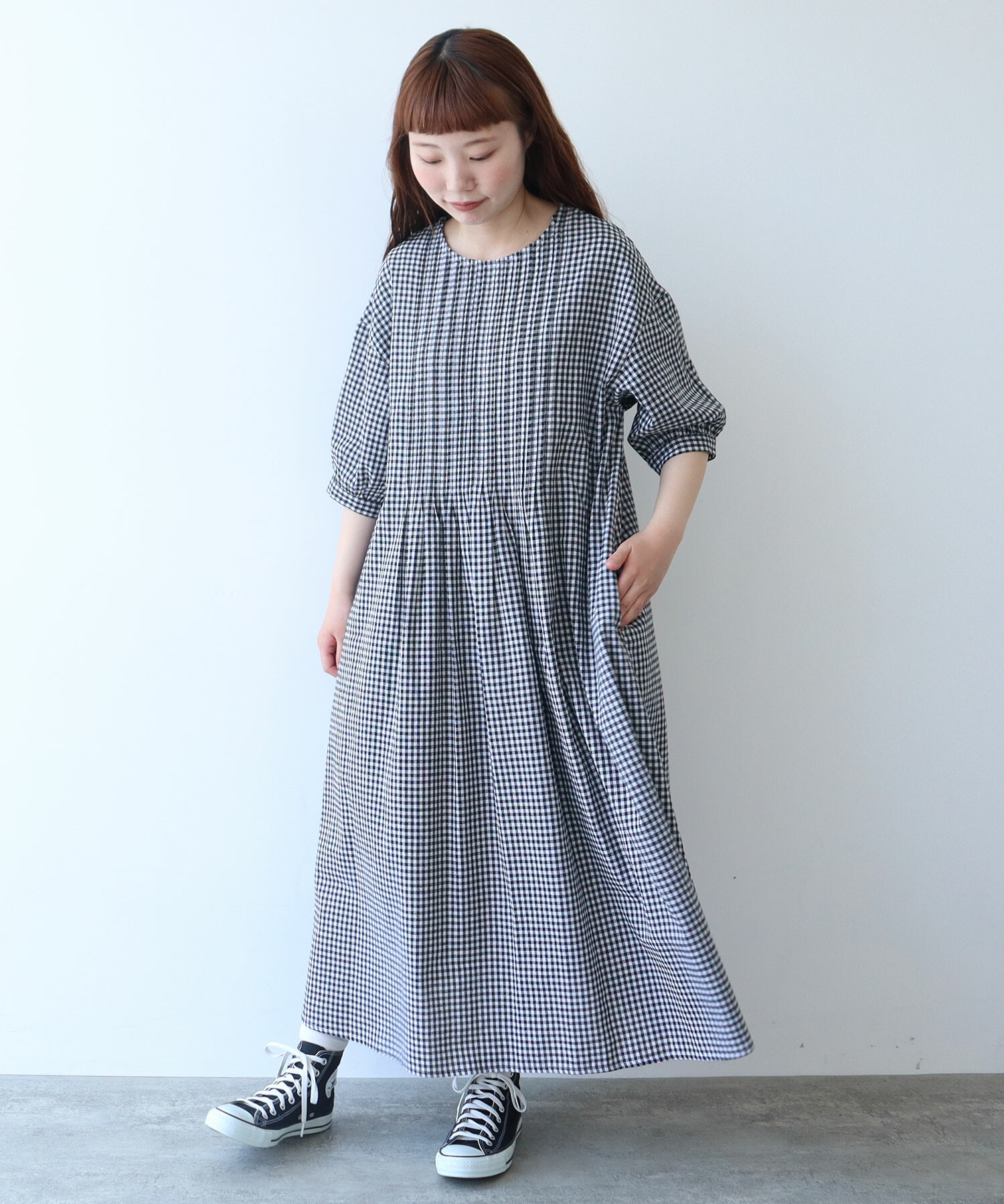 フィフィアンドロメオ新品プードル刺繍ギンガムワンピース
