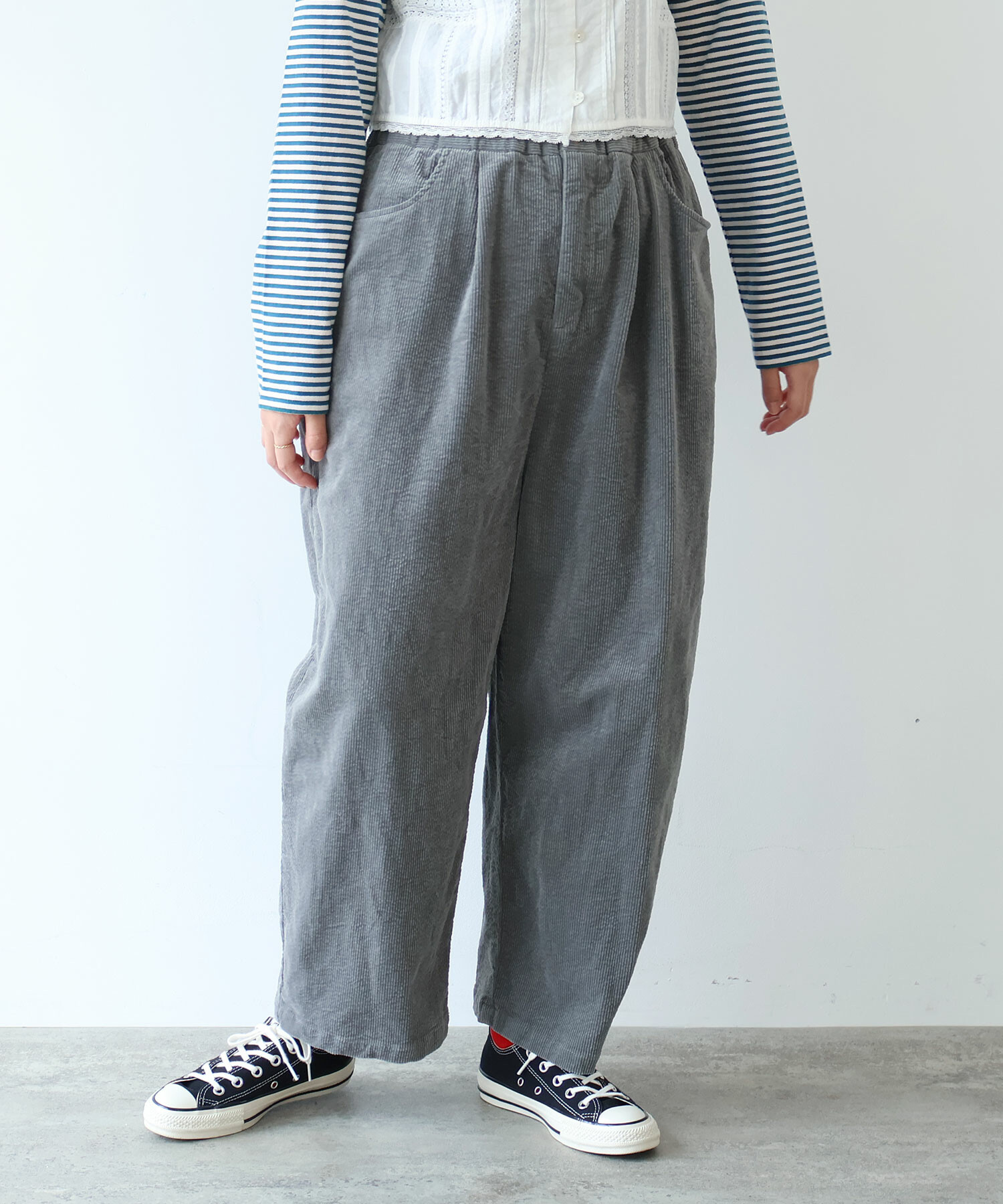 AMBIDEX Store ○ 11W サッカーコーデュロイ パンツ(F アイボリー