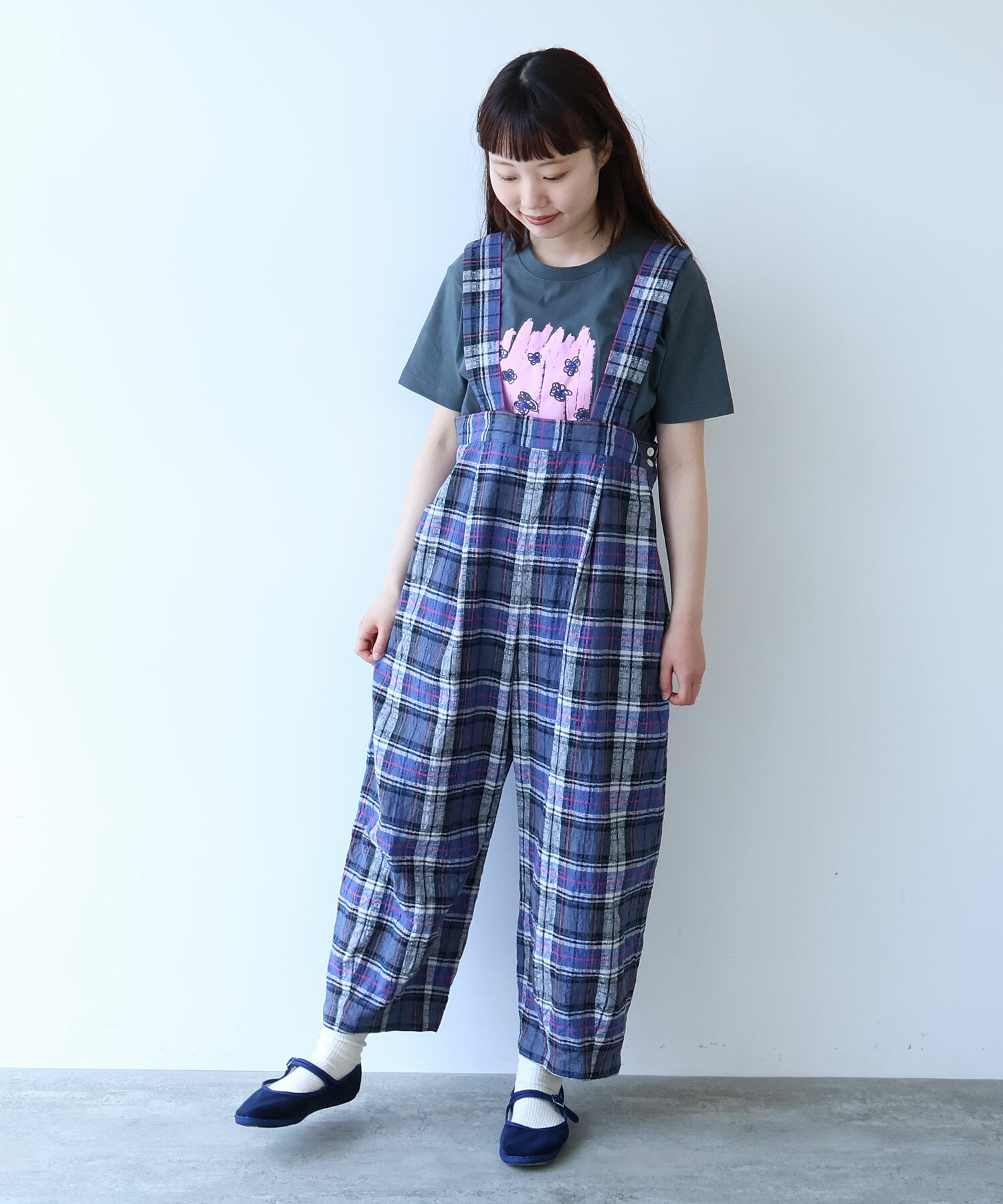 AMBIDEX Store ○ broken dobby check サロペット(F グレー): bulle de