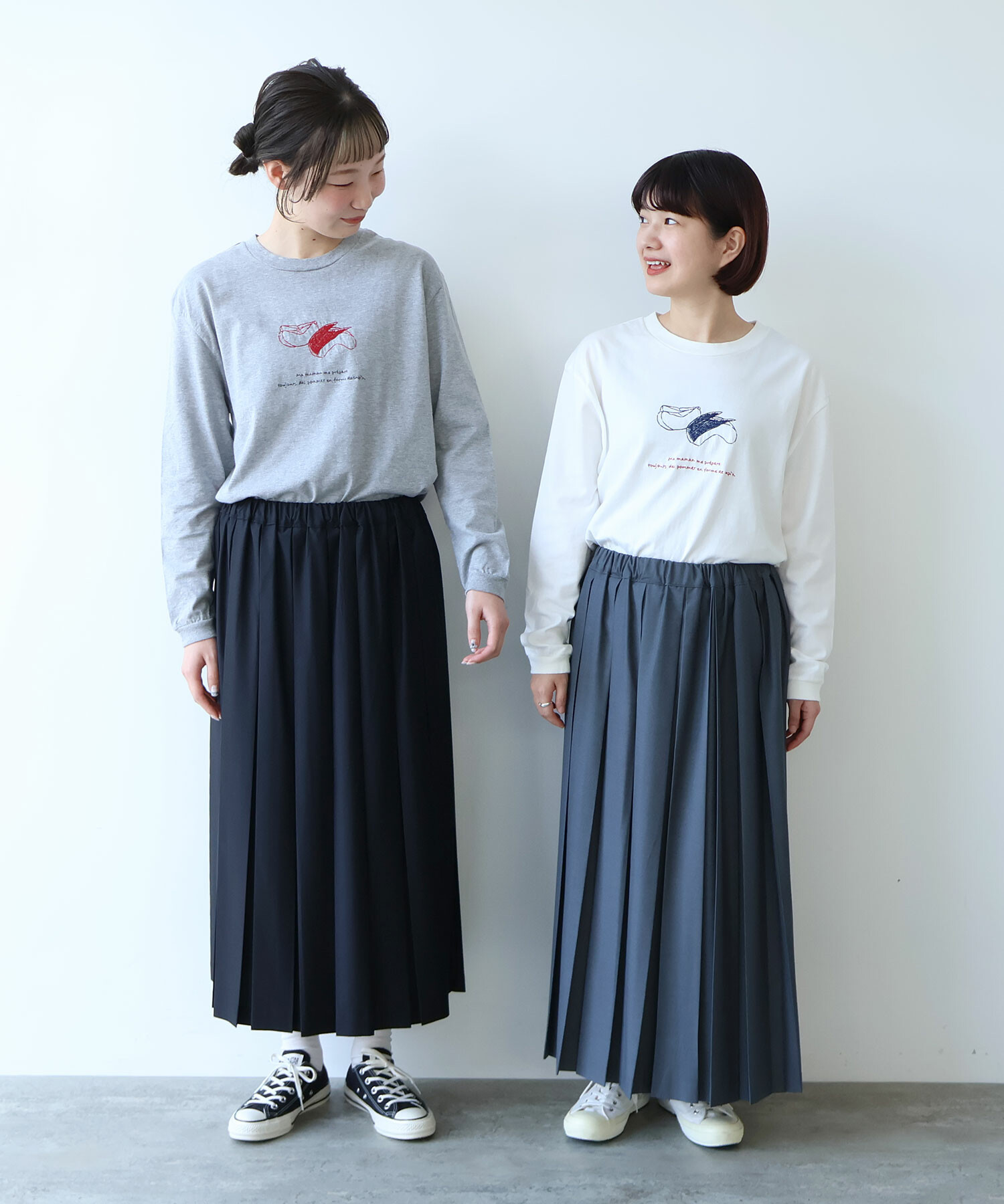 AMBIDEX Store ○△T/R 太プリーツスカート(F グレー): bulle de savon