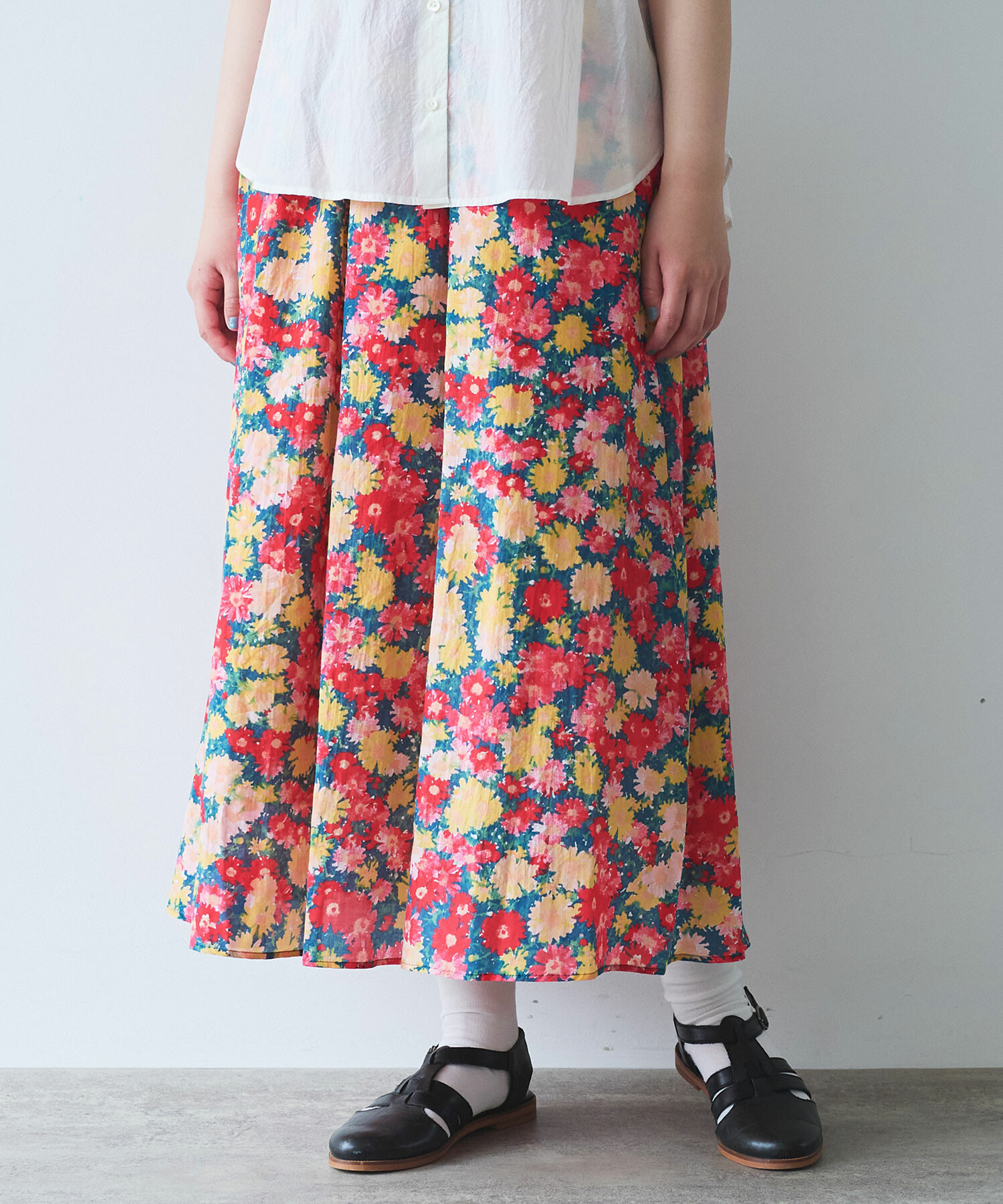 bulle de savon 花柄　スカート AMBIDEX Store △ヒナギクプリント スカート(F アカ): bulle de