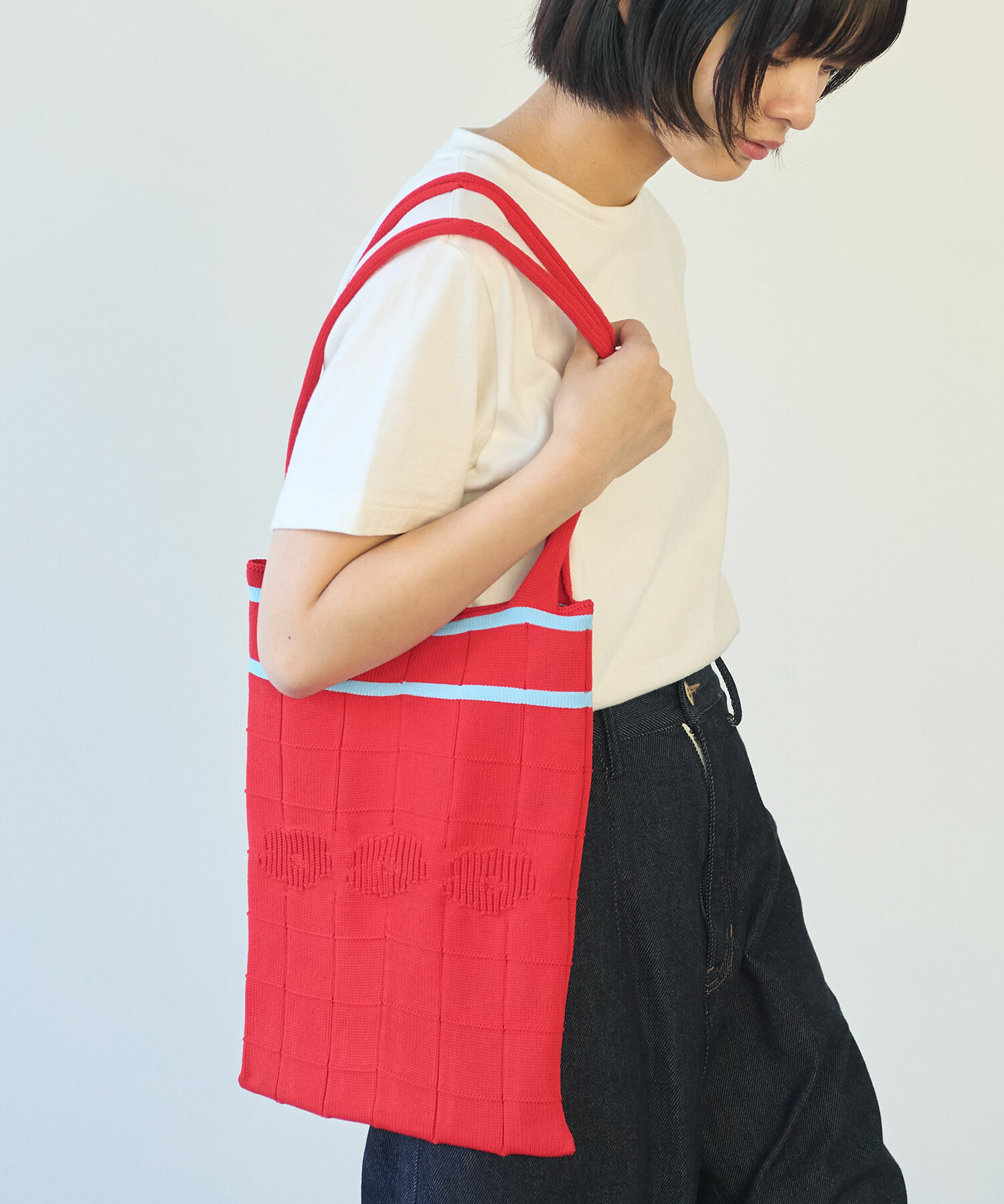 AMBIDEX Store △〇 タイルニット バッグ(F アオ): bulle de savon