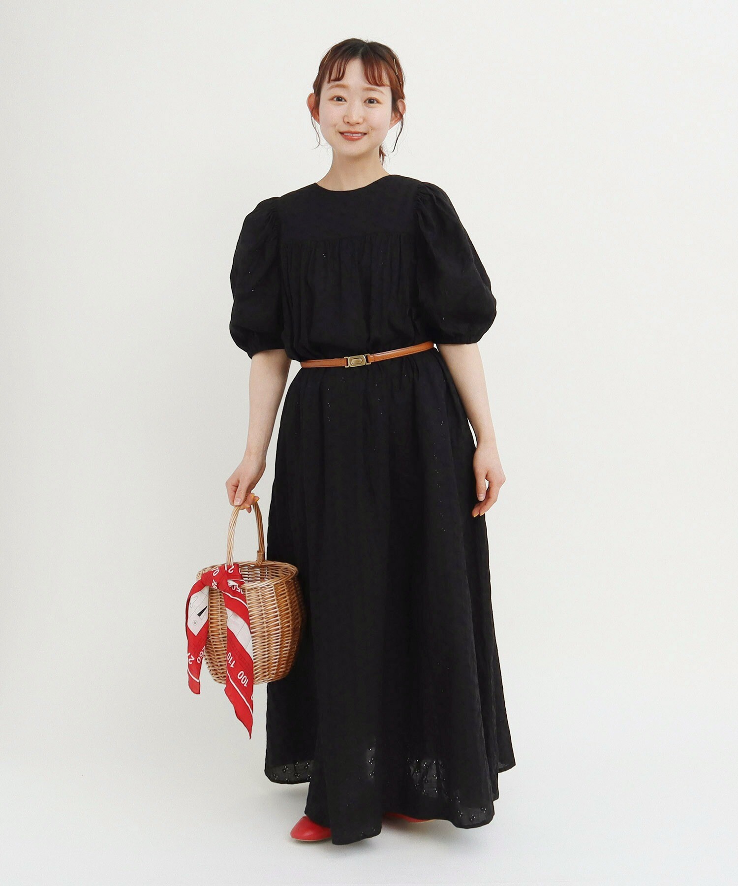 ☆未使用品☆MAX&Co.　ワンピース　七分袖　フレア　柄　パフスリーブ ワンピース パフスリーブ 七分袖 Vネック エスニック