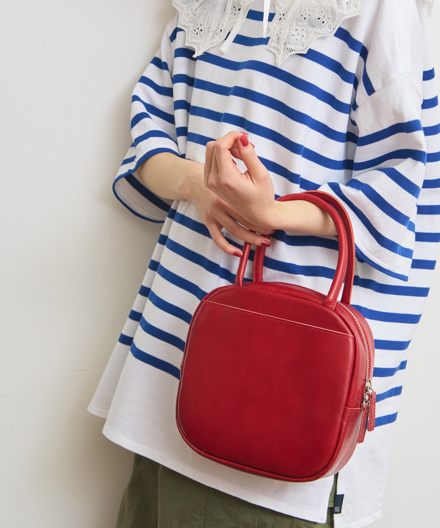 AMBIDEX Store ○△ICY LEATHER BOSTONBAG(F アカ): Dot and Stripes 