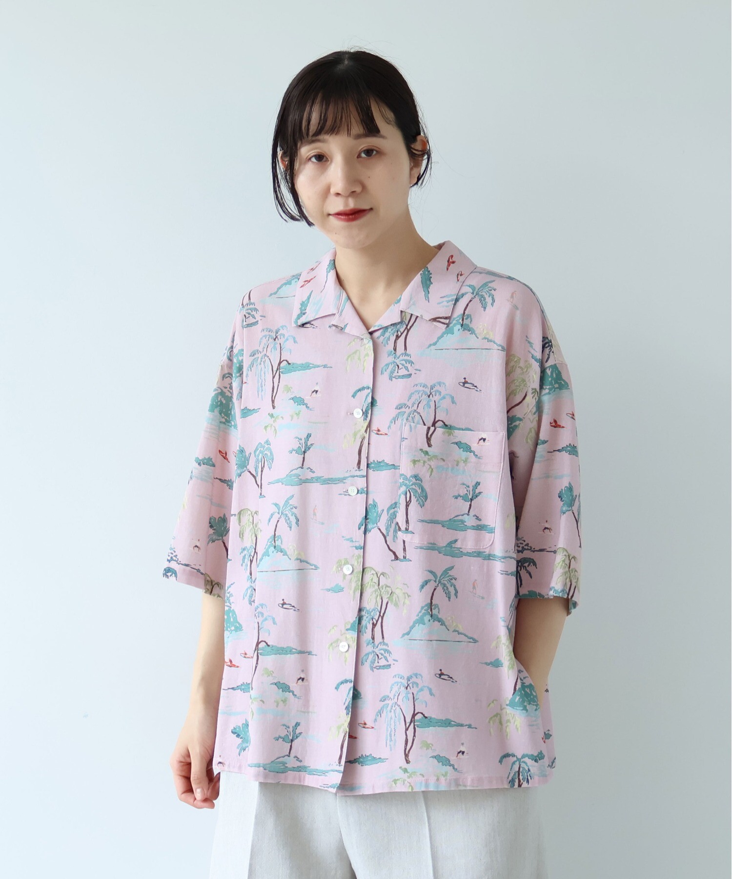 水曜日限定お値下げ【新品】yuni お花ブラウスとイタリアンカラードットシャツ Cotton/Nylon sheer floral刺繍half sleeves シャツ（シャツ/ブラウス