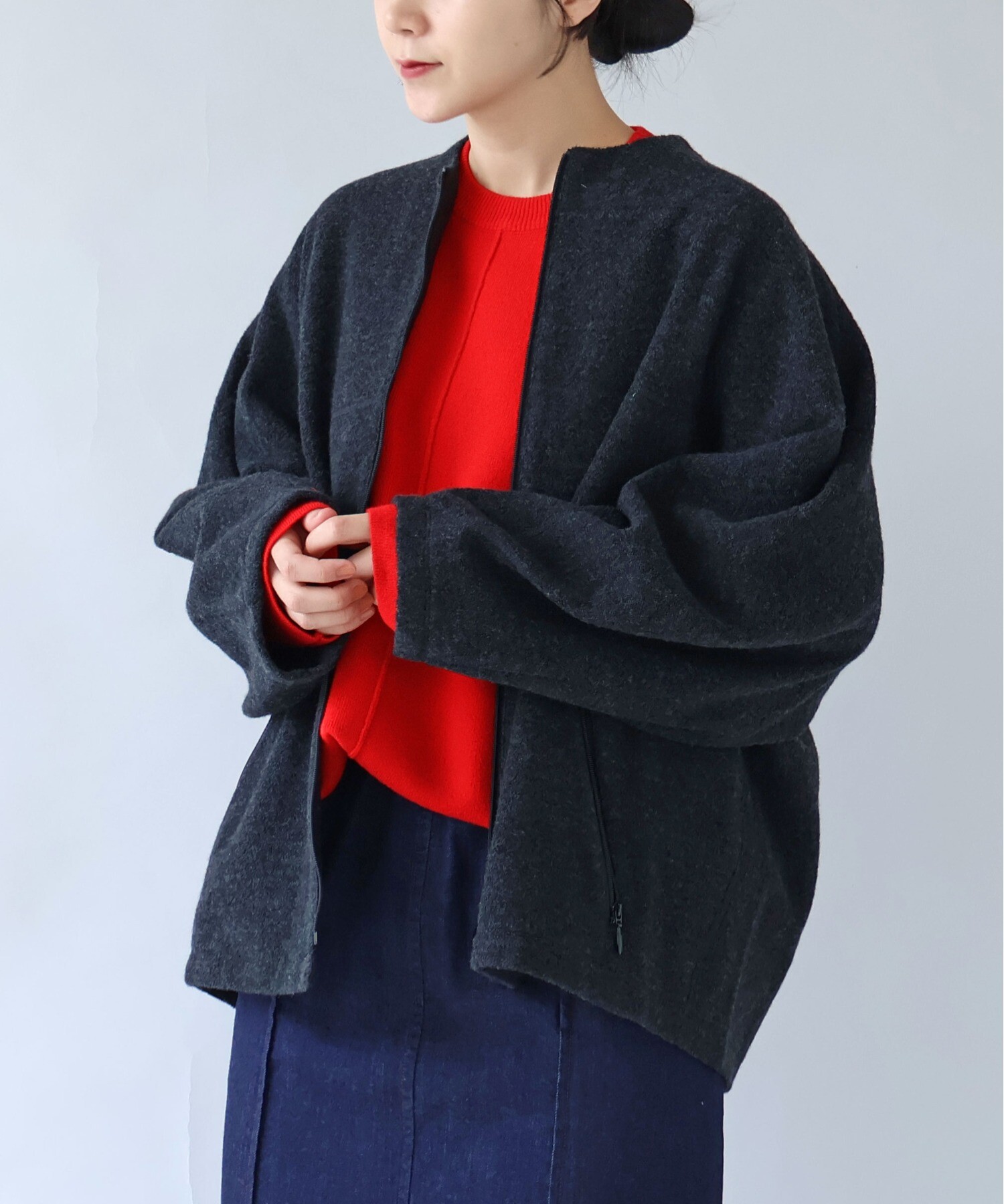 AMBIDEX Store ○コットンウールカシミアボア コクーンブルゾン(F