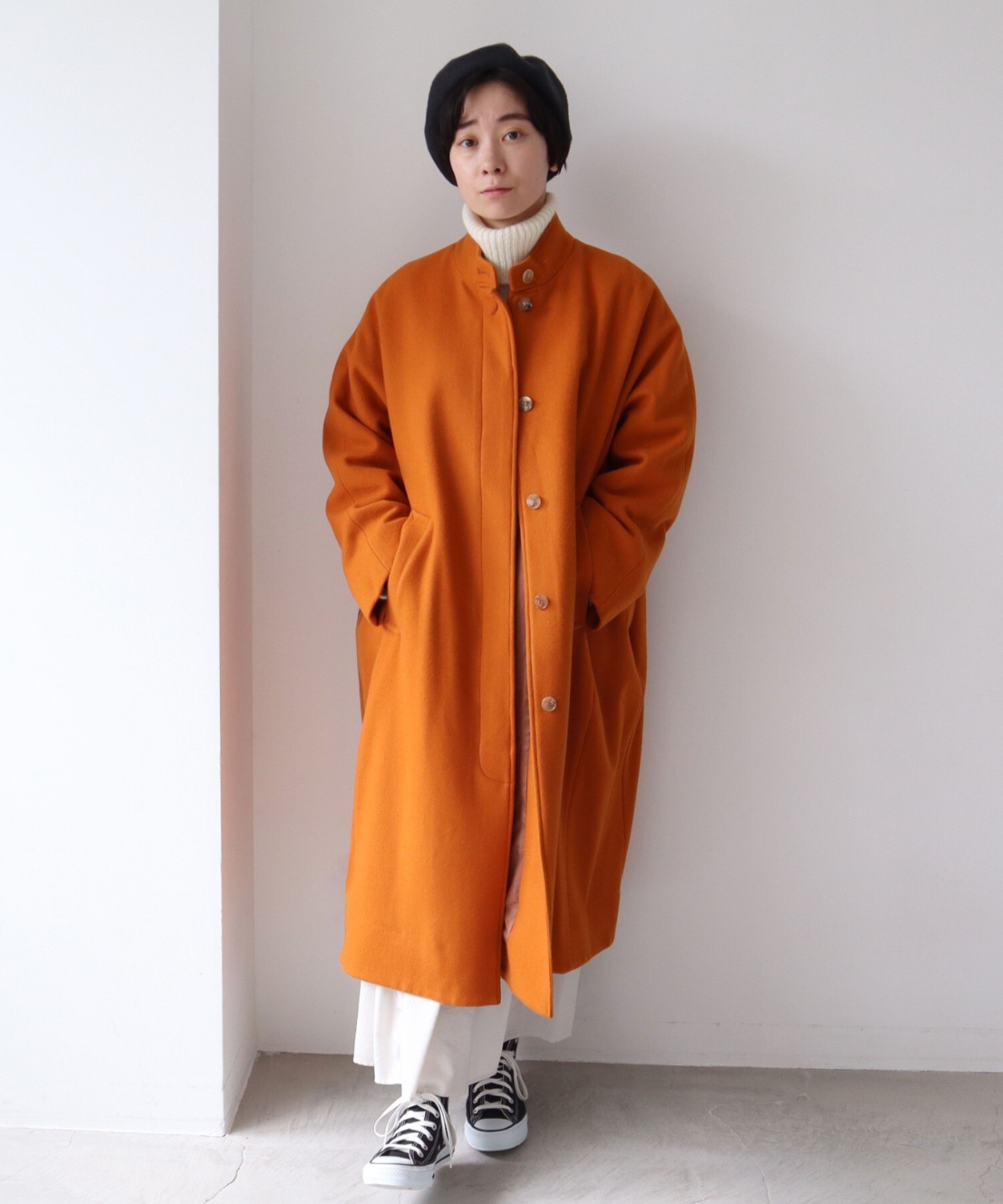 AMBIDEX Store △Wool/super100 wide stand collar コート(F グリーン 