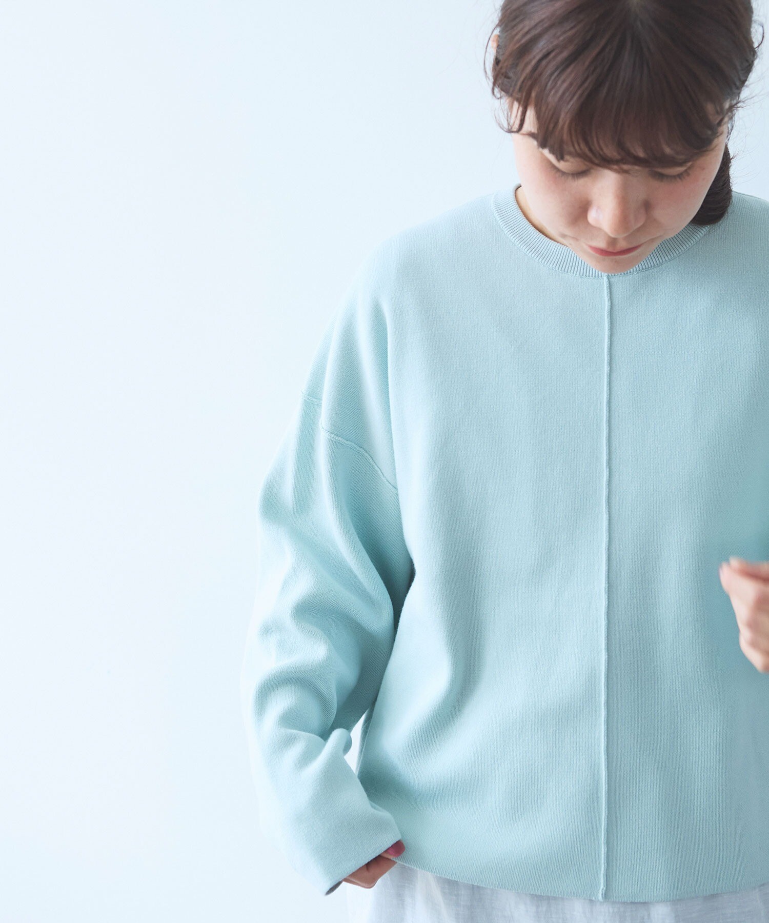 希少✨アルマーニ ニット切替ブルゾン レアデザイン ブルー 50/XL L＆Wデザイン】前身布帛切替ニットブルゾン【AOKI公式通販】