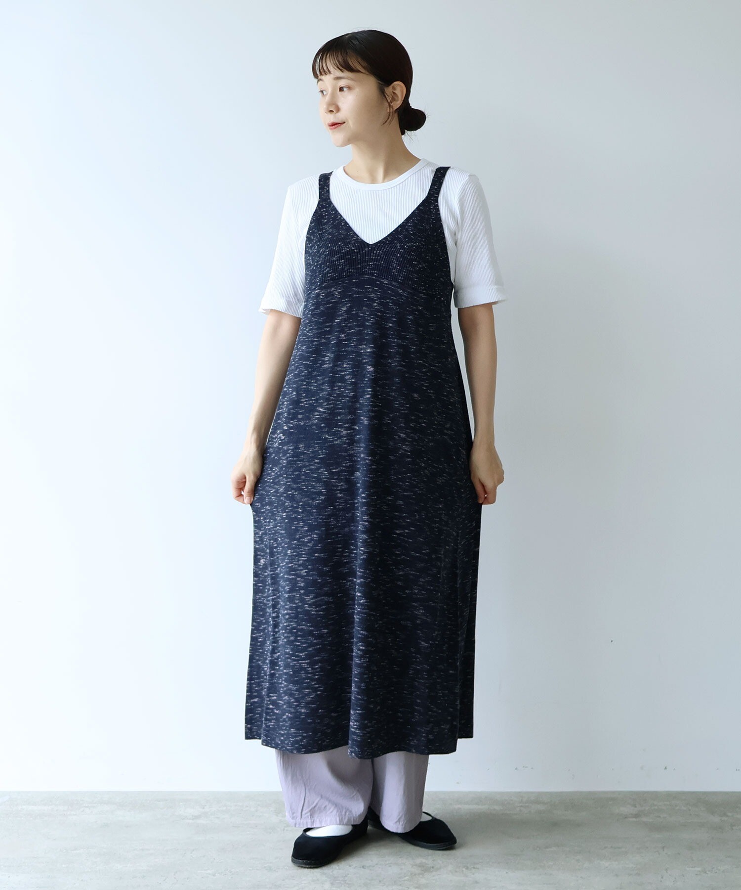 AMBIDEX Store コットンウール knit ビスチェワンピース (F コン