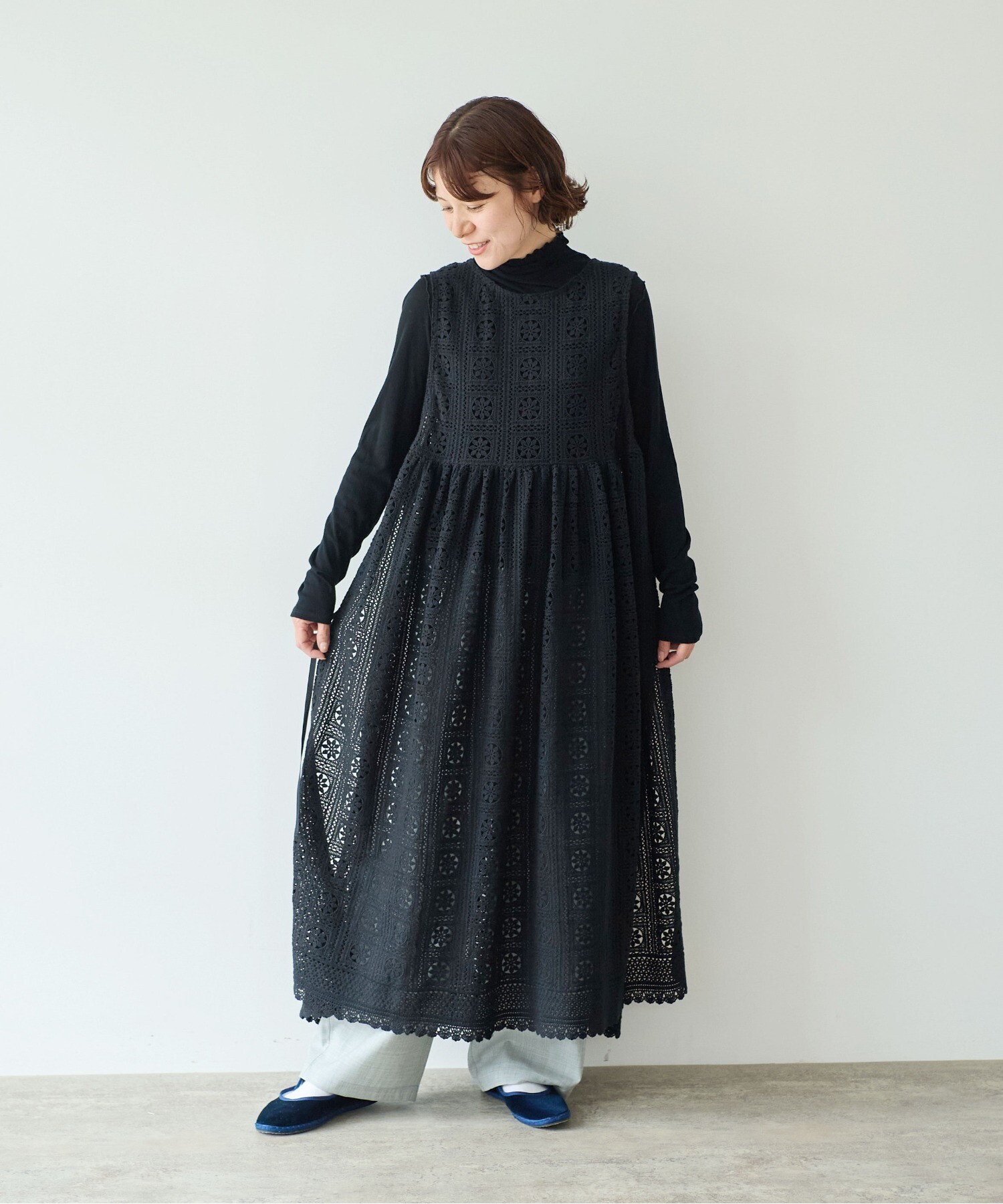 AMBIDEX Store ○コットンレース side open ワンピース(F アンティーク