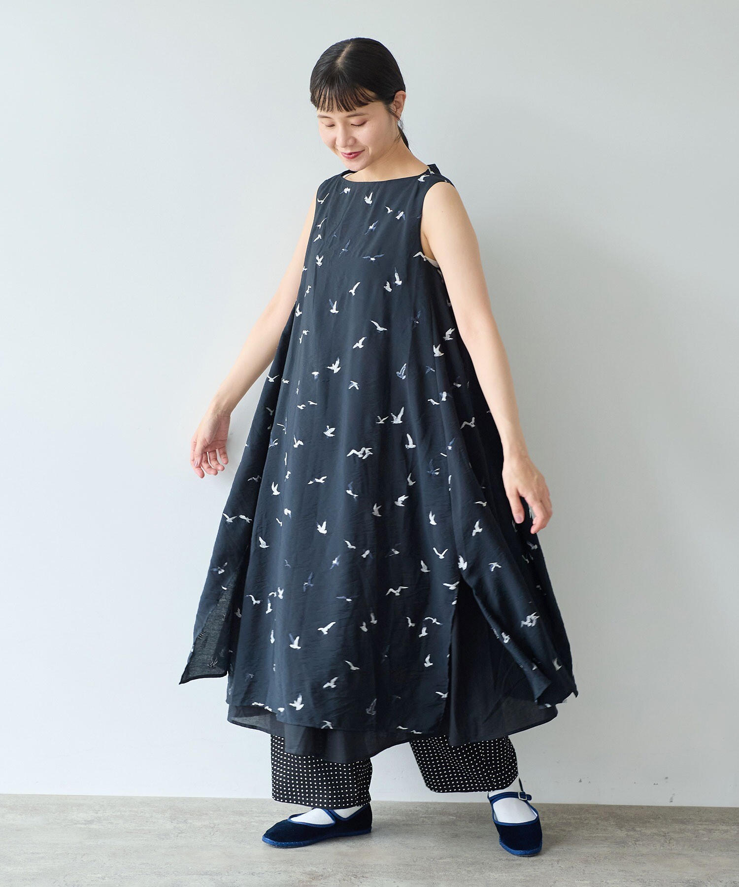 AMBIDEX Store ○bird刺繍 layered ワンピース(F クロ): yuni