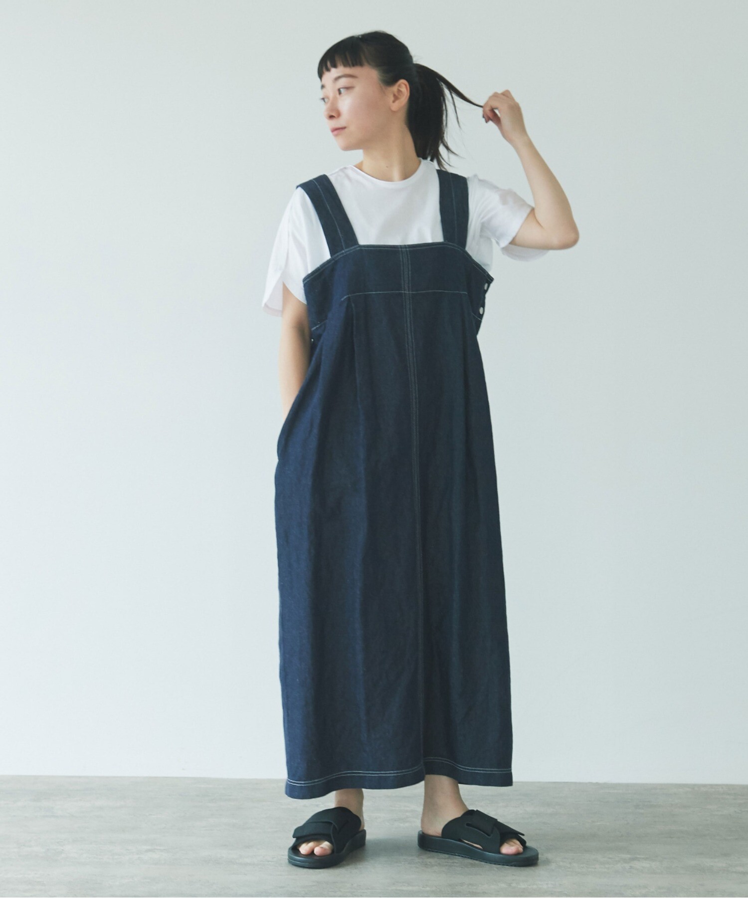 AMBIDEX Store コットン/リネン デニムジャンパースカート(F キナリ): yuni