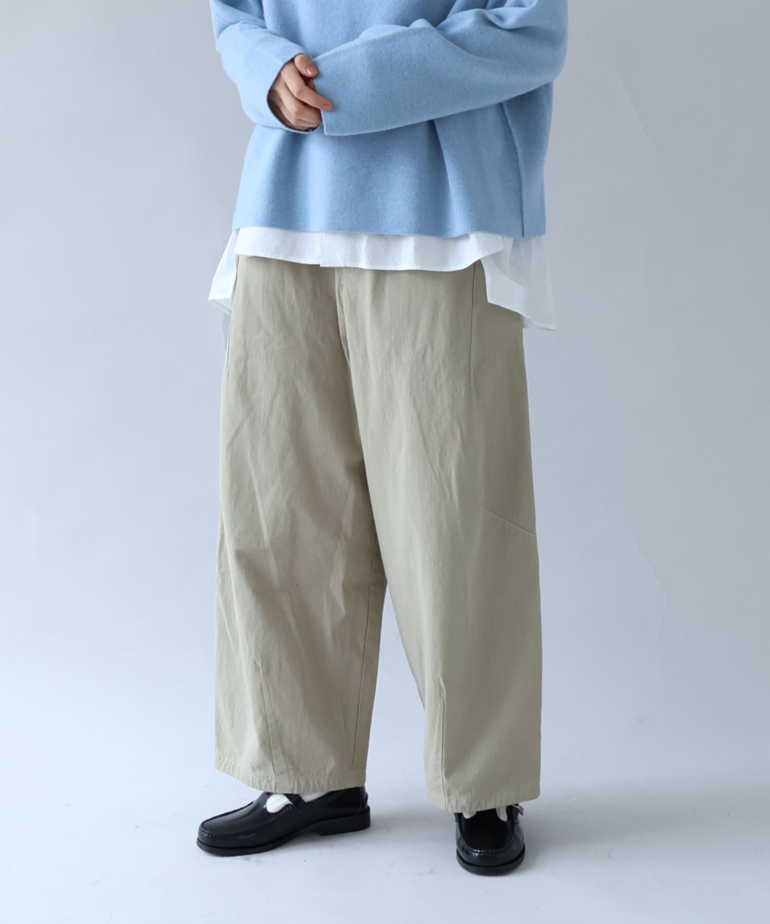 AMBIDEX Store ○強撚コットン近江晒 コクーンパンツ(F カーキ): yuni