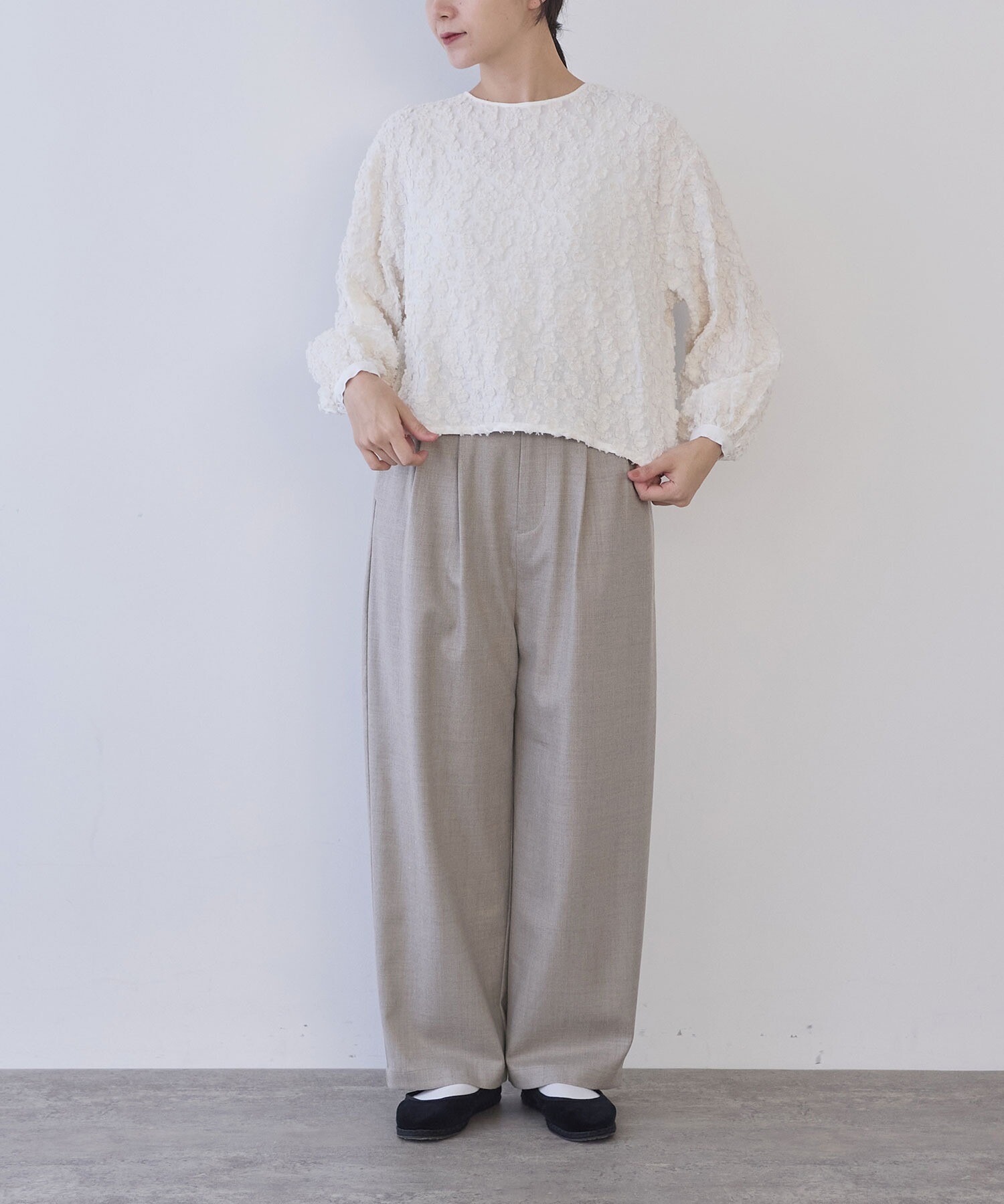 AMBIDEX Store △washable wool wideパンツ(S ベージュ): yuni