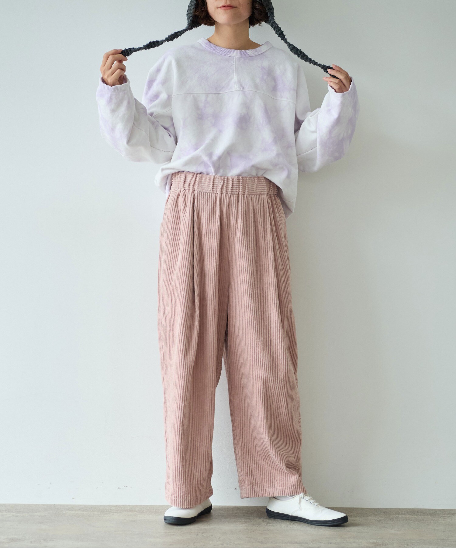 AMBIDEX Store ○コットンコーデュロイ ゴムタックパンツ(F ピンク): yuni