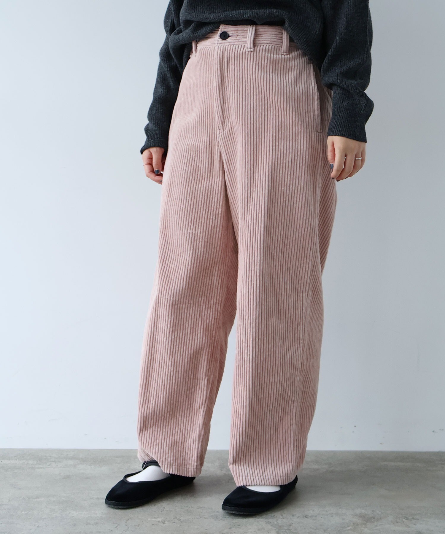 AMBIDEX Store ○コットンコーデュロイ バックゴムワイドパンツ(M